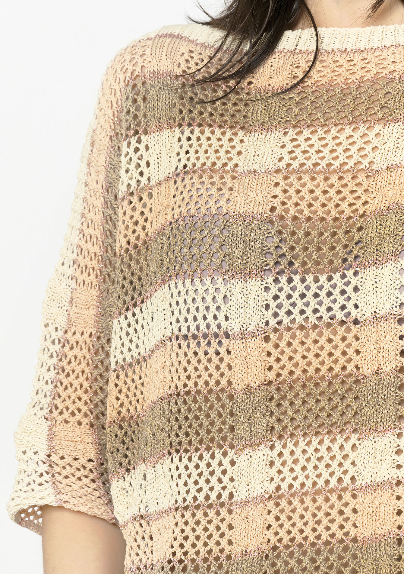 Ajourtrui met streeppatroon - TAUPE - 04006966_1021