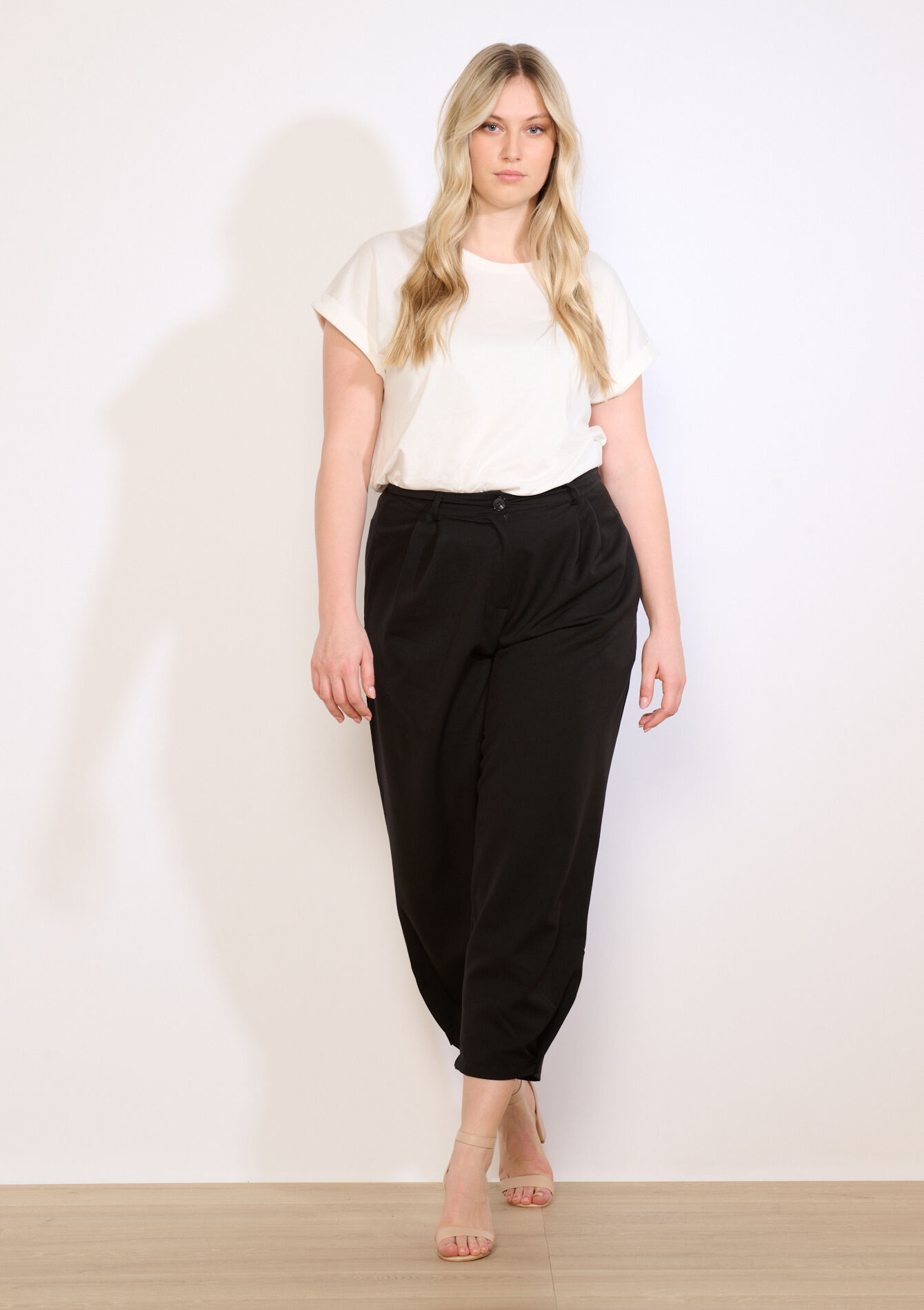 Pantalon met plooien en valling - BLACK - 06100791_1119