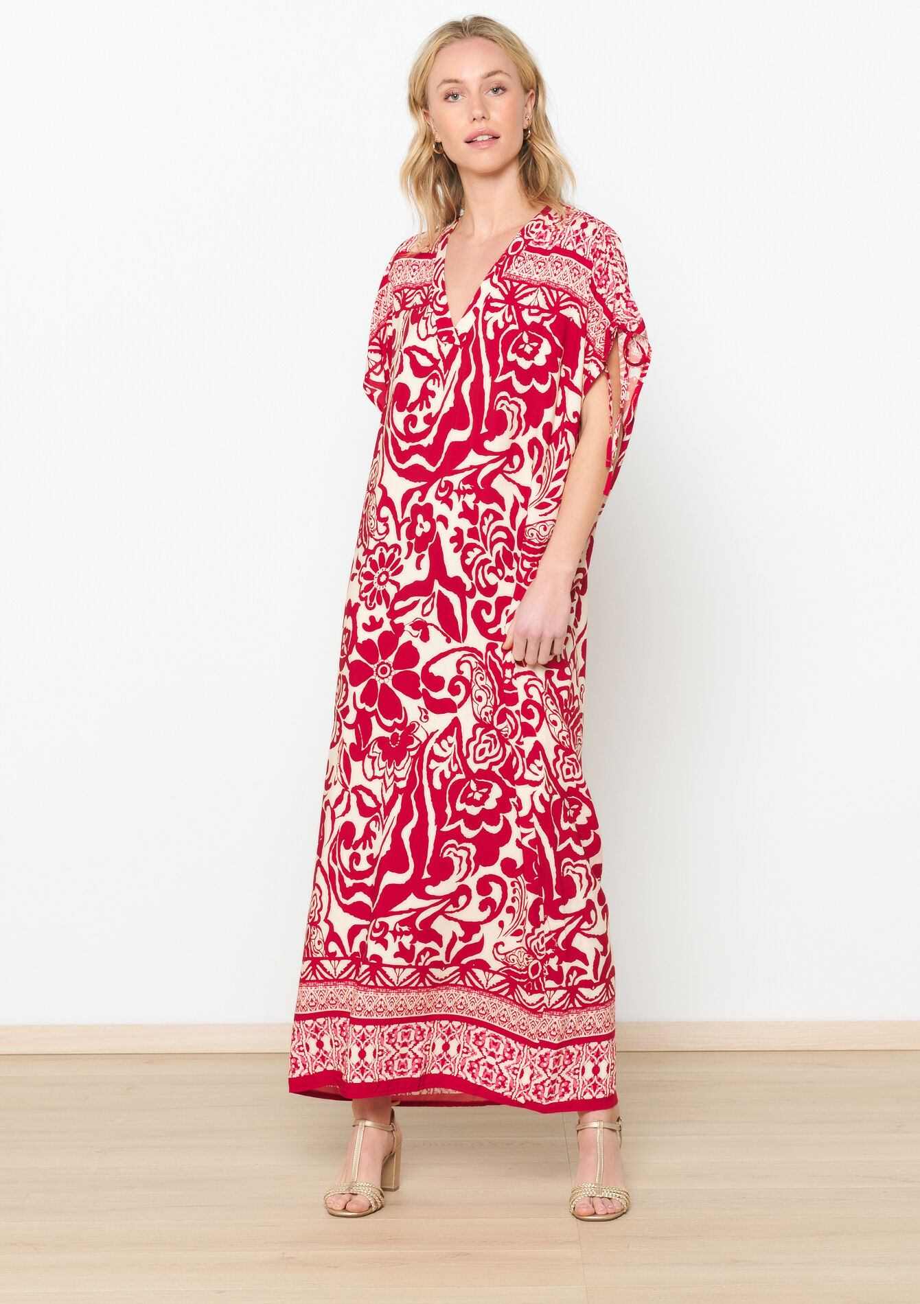 Kaftanjurk met bloemen, Kaftanjurk met bloemen - RED LIPSTICK - 08103575