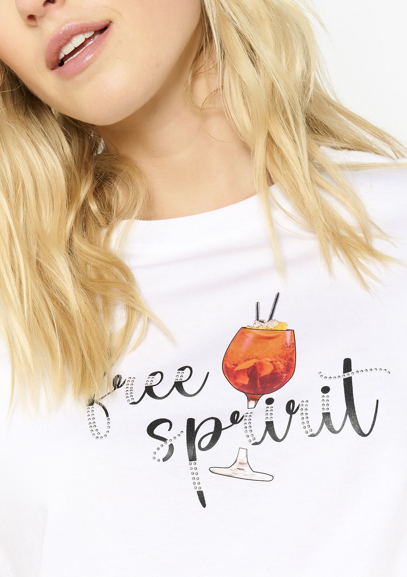T-shirt met 'Free Spirit' print, T-shirt met 'Free Spirit' print - OPTICAL WHITE - 02301609_1019