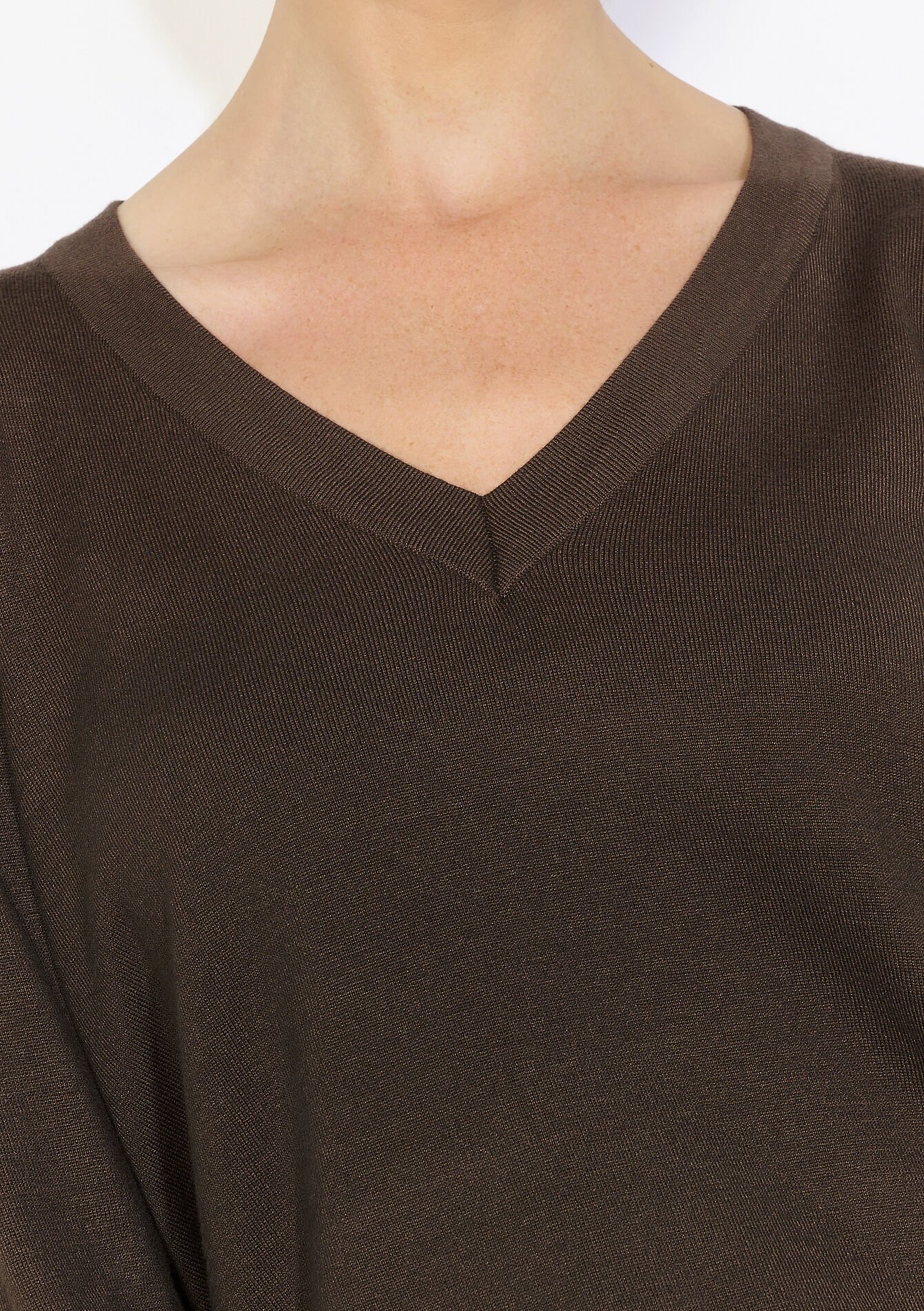 V-hals trui met knoopjes, V-hals trui met knoopjes - BROWN DARK CHOCOLATE - 04006975_3720