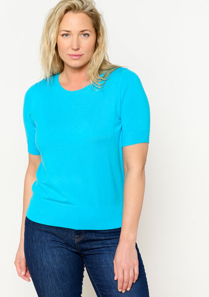 Short-sleeved pullover - AQUA BLUE - 04006291_3302