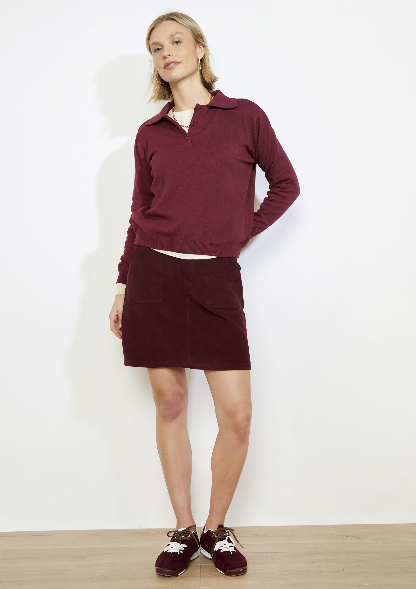 Polo uni en maille légère, Polo uni en maille légère - BORDEAU WINE - 04007133_1467