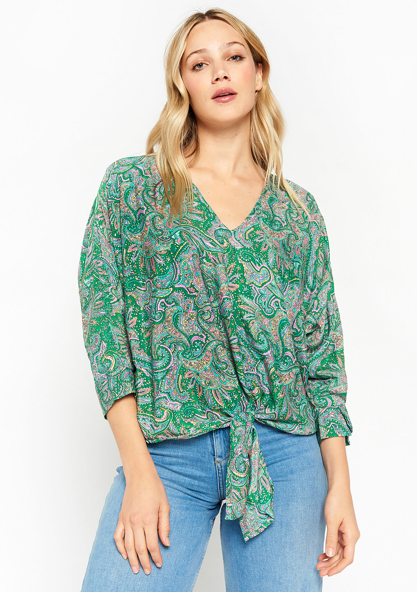 Blouse with floral print, Blouse with floral print - MINT GREEN - 05702139_1723