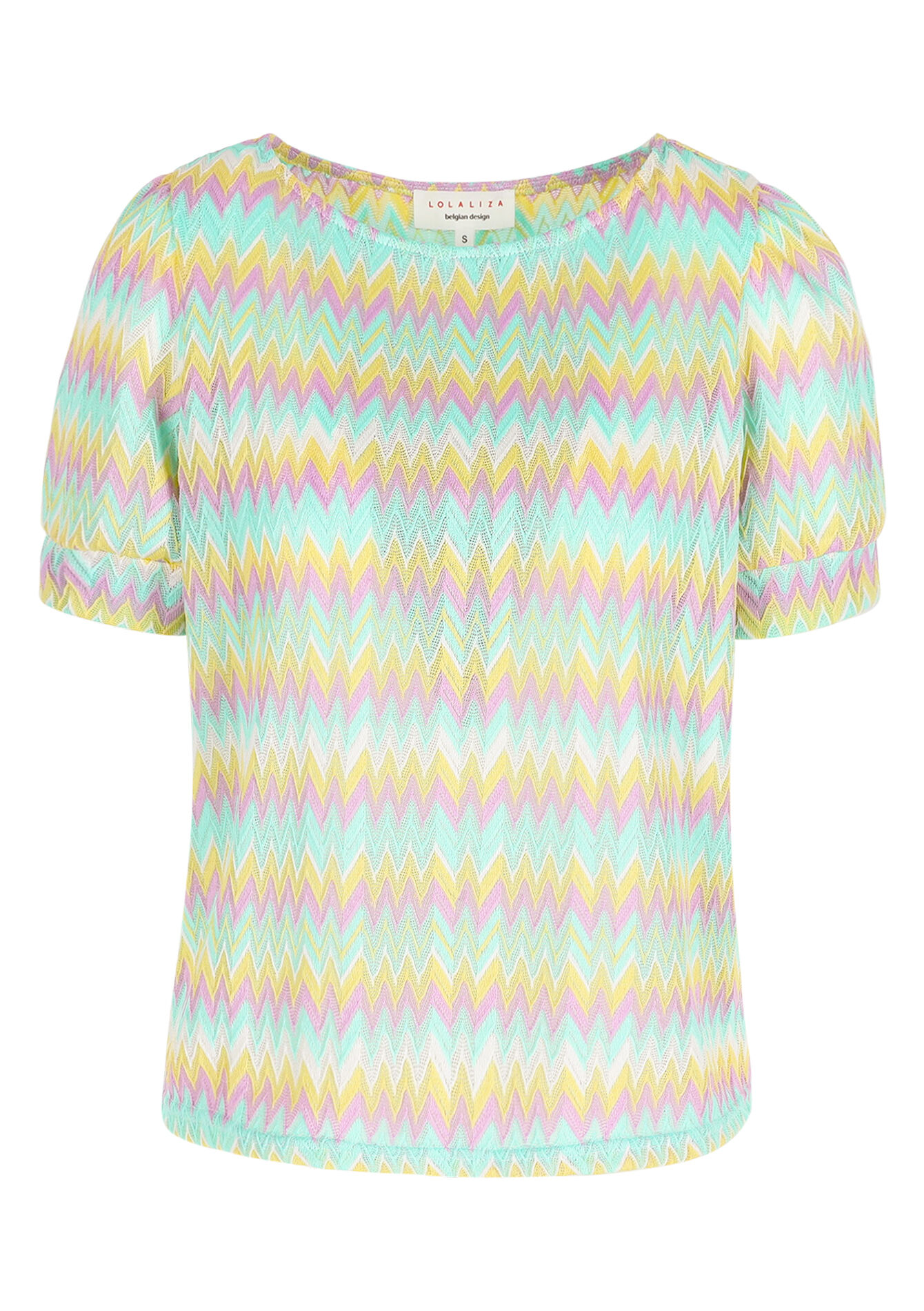 Chevron top met textuur, Chevron top met textuur - YELLOW PASTEL - 02301818_5004