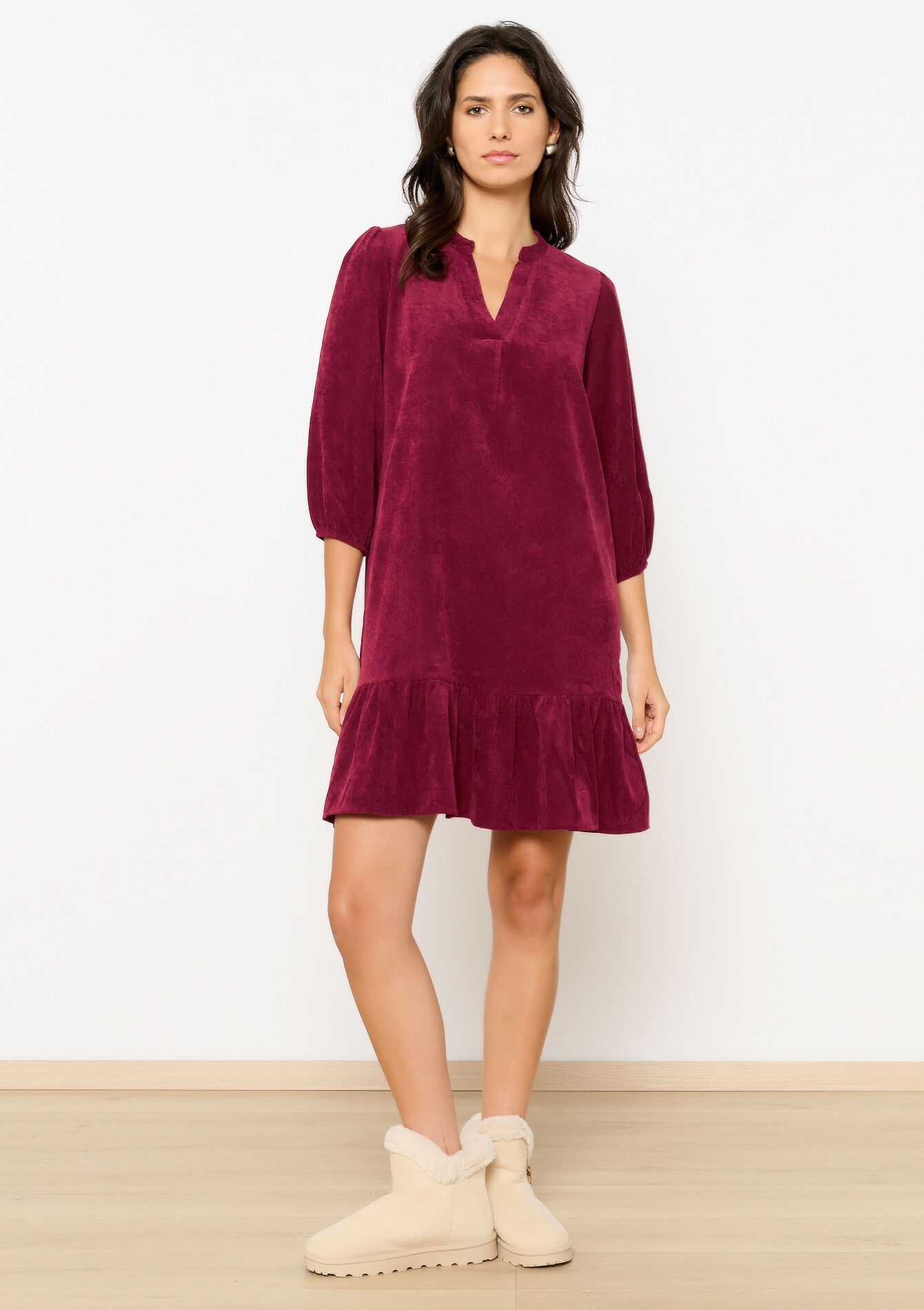 Robe en velours côtelé, Robe en velours côtelé - BORDEAU WINE - 08103917_1467