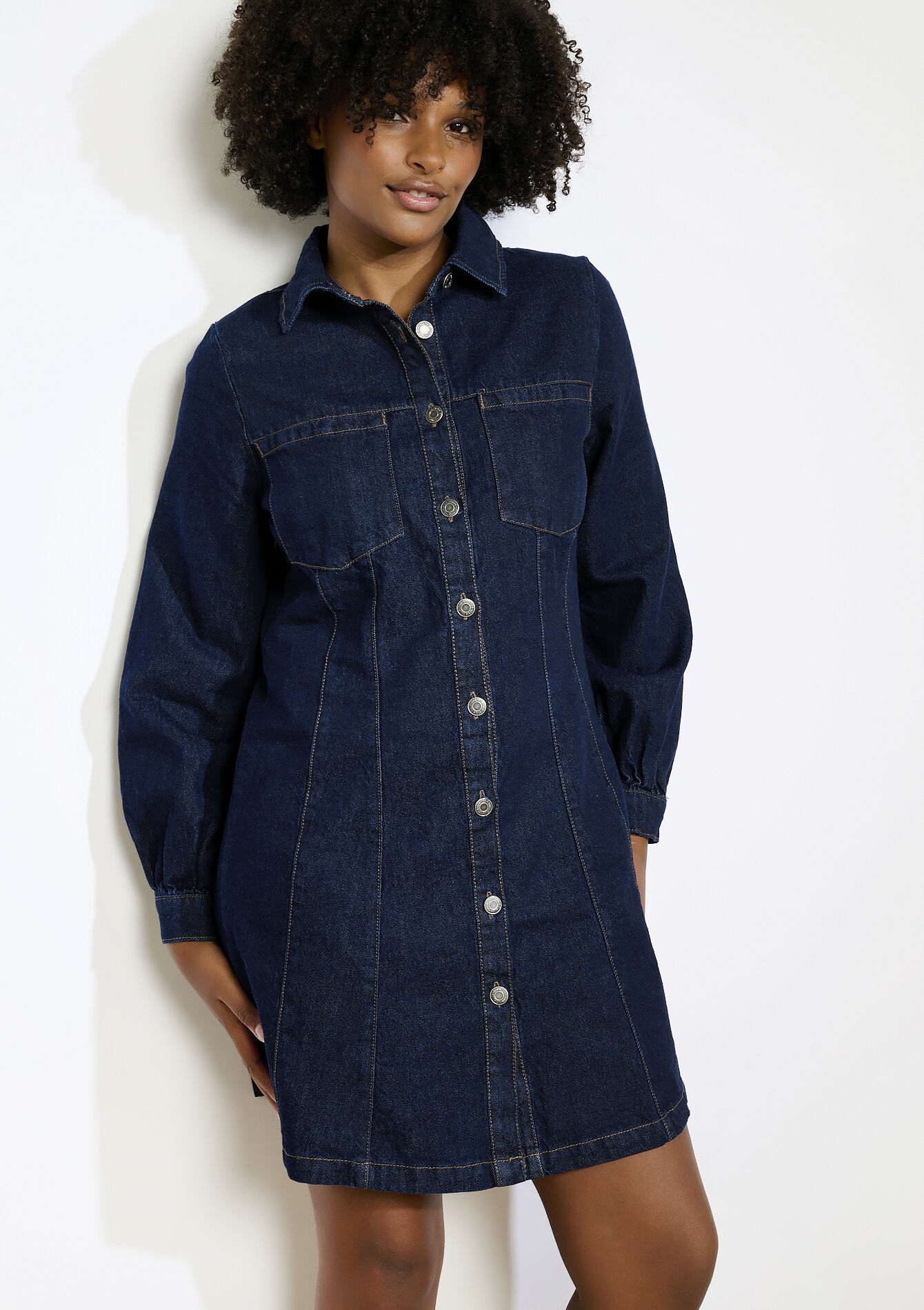 Denim overhemdjurk - DARK BLUE - 08104178_0501