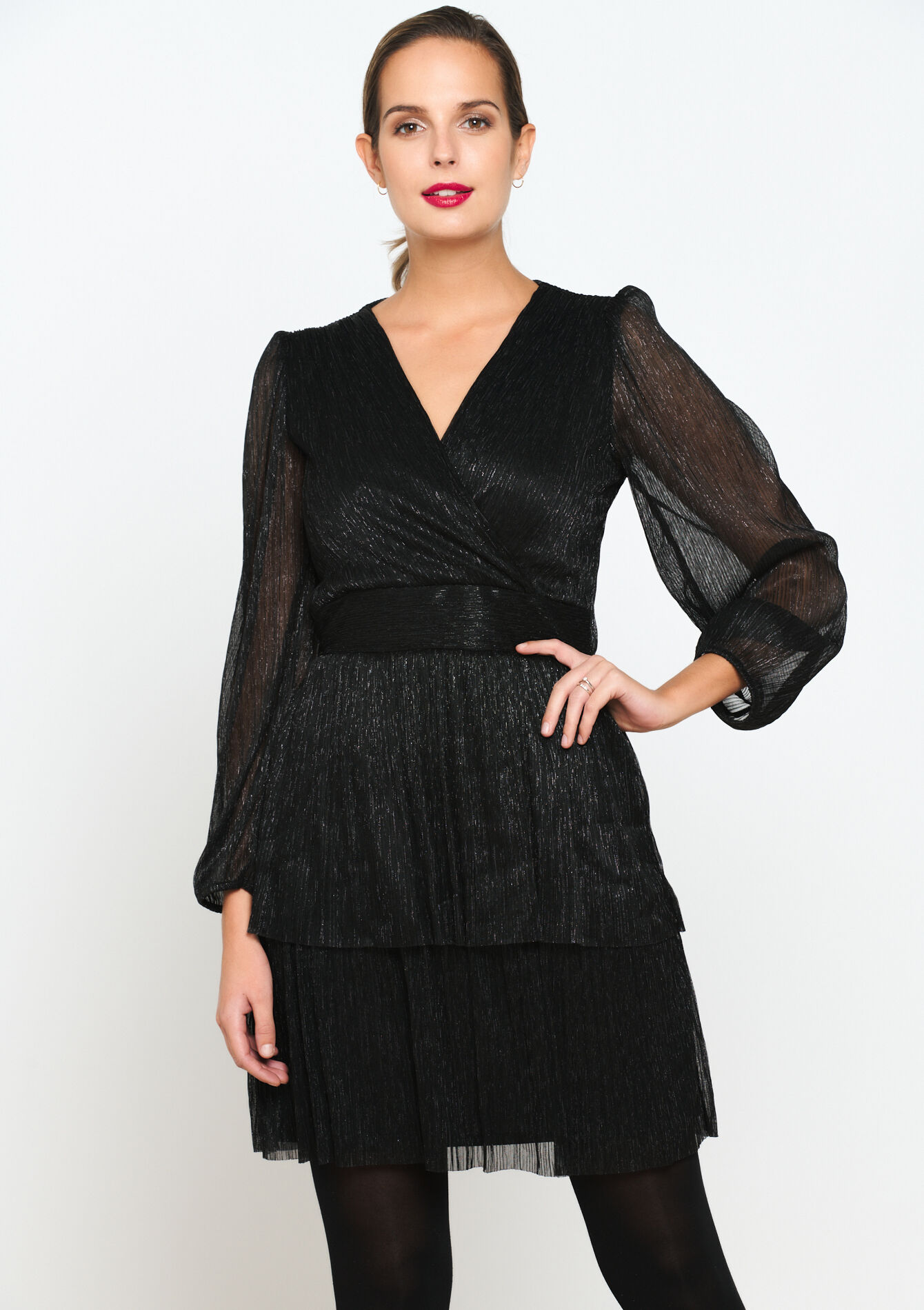 Korte jurk met lurex, Korte jurk met lurex - BLACK - 08103460_1119