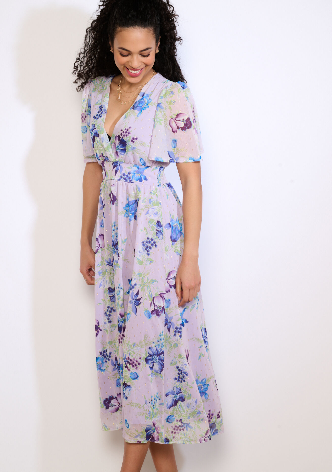 Robe longue à fleurs - PASTEL LILAC - 08104456_1493