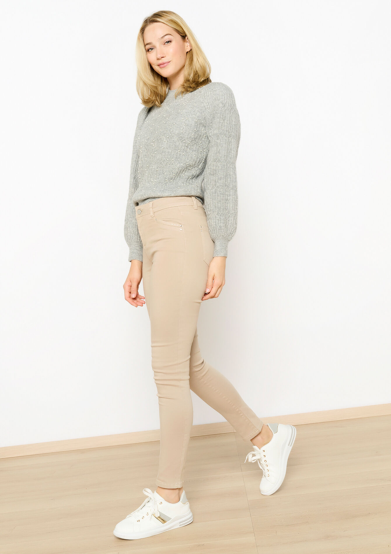 Zachte broek met hoge taille, Zachte broek met hoge taille - LT BEIGE - 06004495_2527