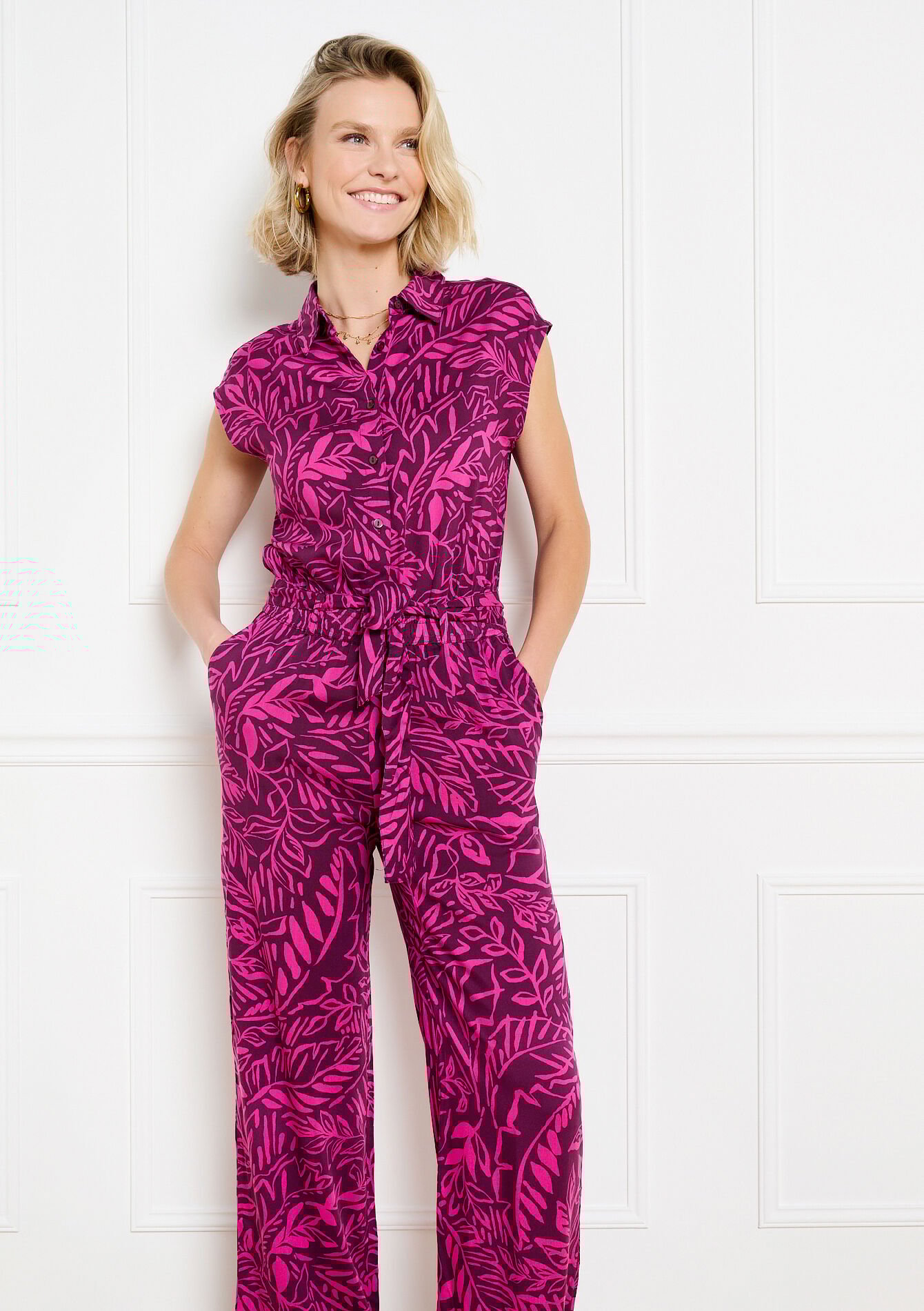 Combinaison fluide ceinturée, Combinaison fluide ceinturée, , hi-res