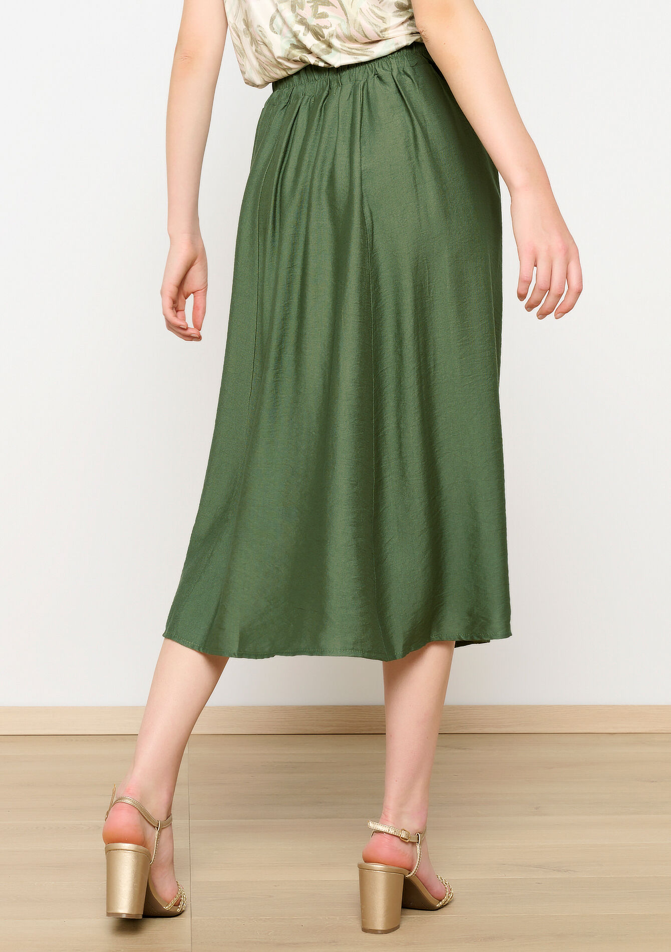 Jupe mi-longue évasée, Jupe mi-longue évasée - KHAKI MED - 1104886