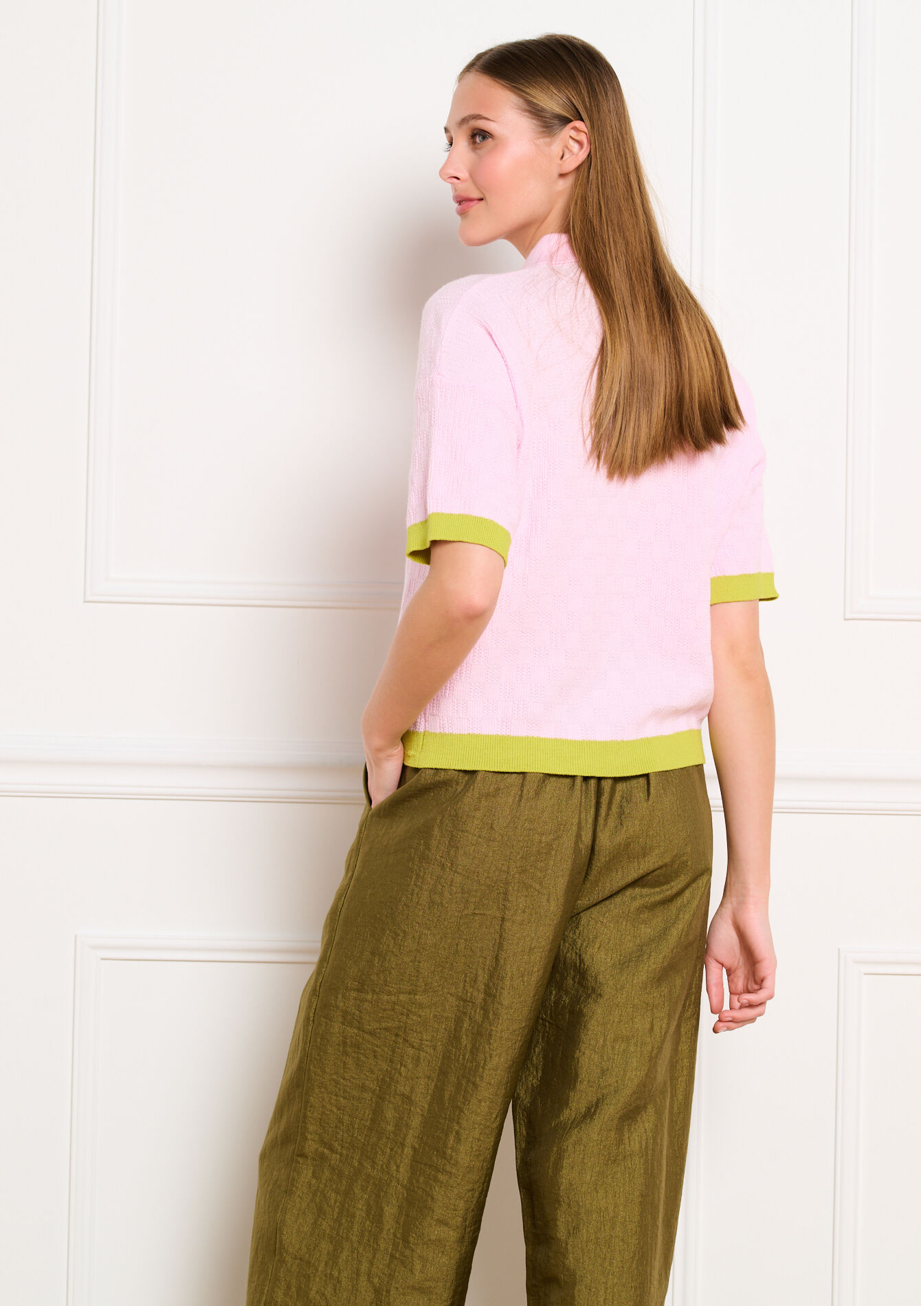 Kortemouw cardigan met knopen - LIGHT PINK - 04101484_1303