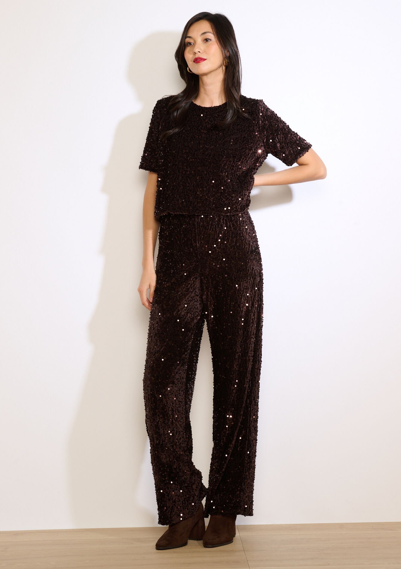 Top met pailletten, Top met pailletten - BROWN DARK CHOCOLATE - 02301971