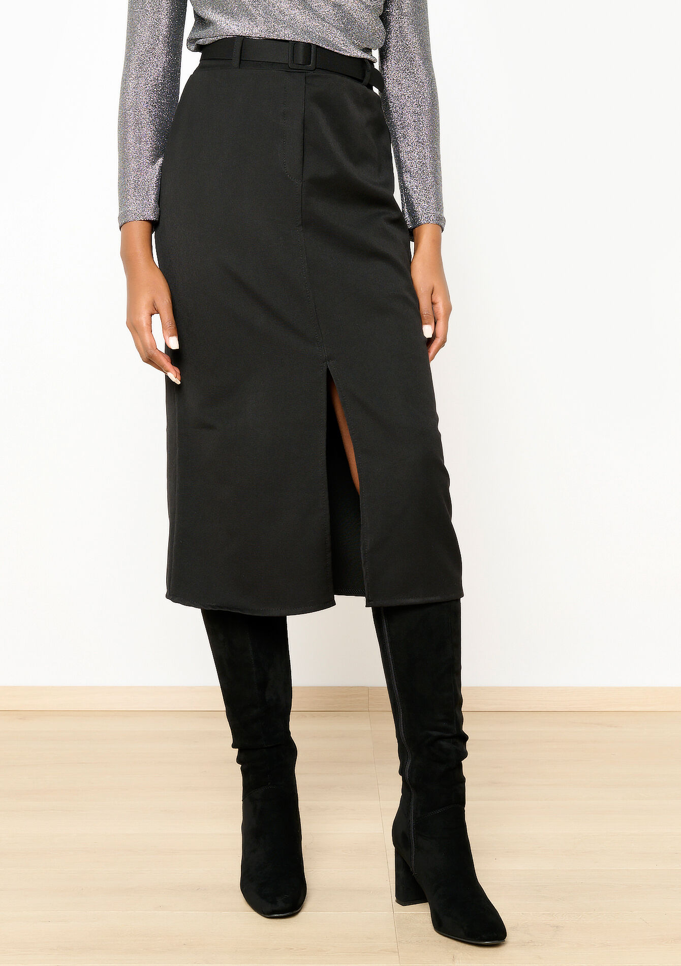 Midirok met split - BLACK - 07101190_1119