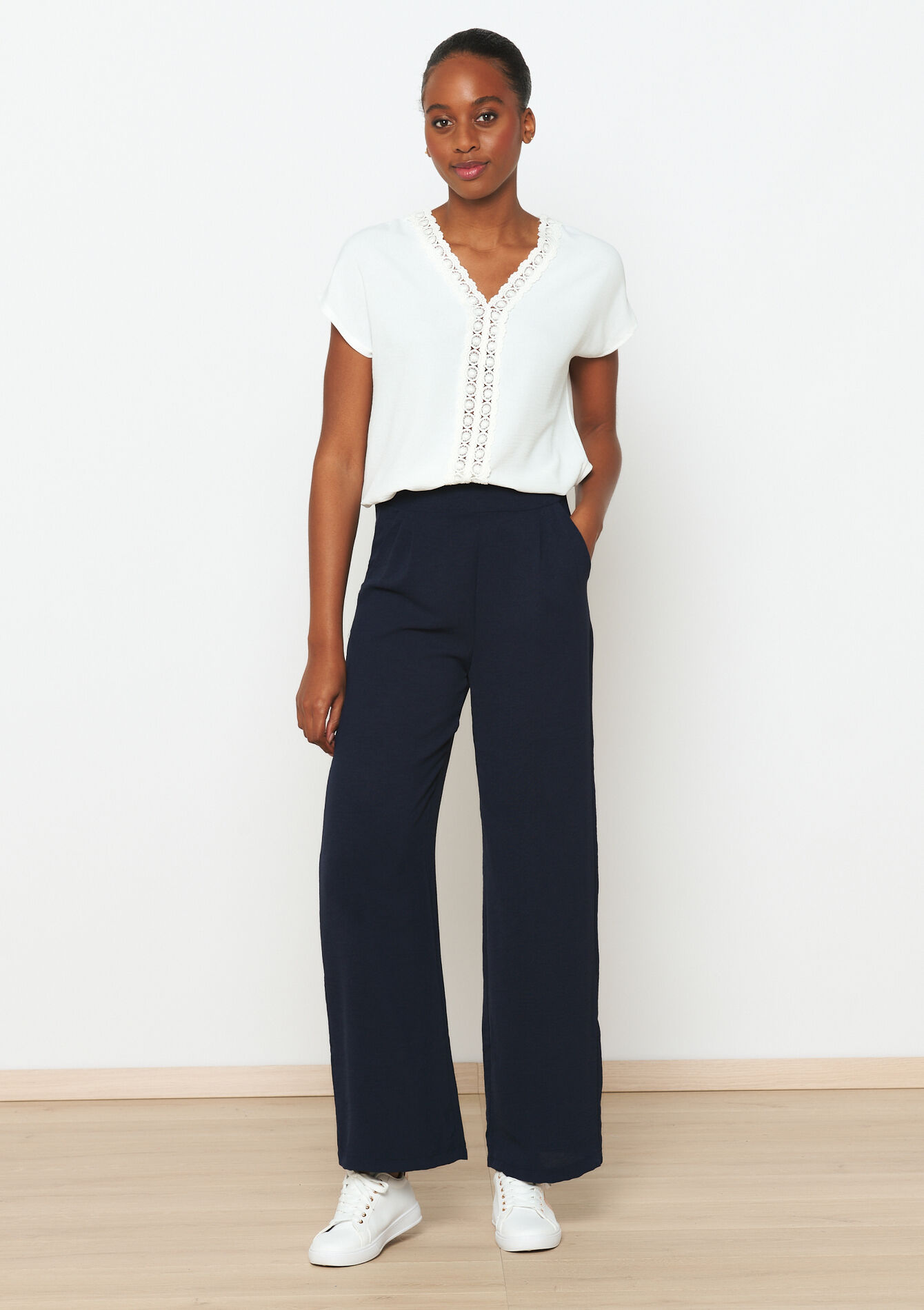Wide leg trousers, Wide leg trousers - NAVY BASIC - 06600821_2723