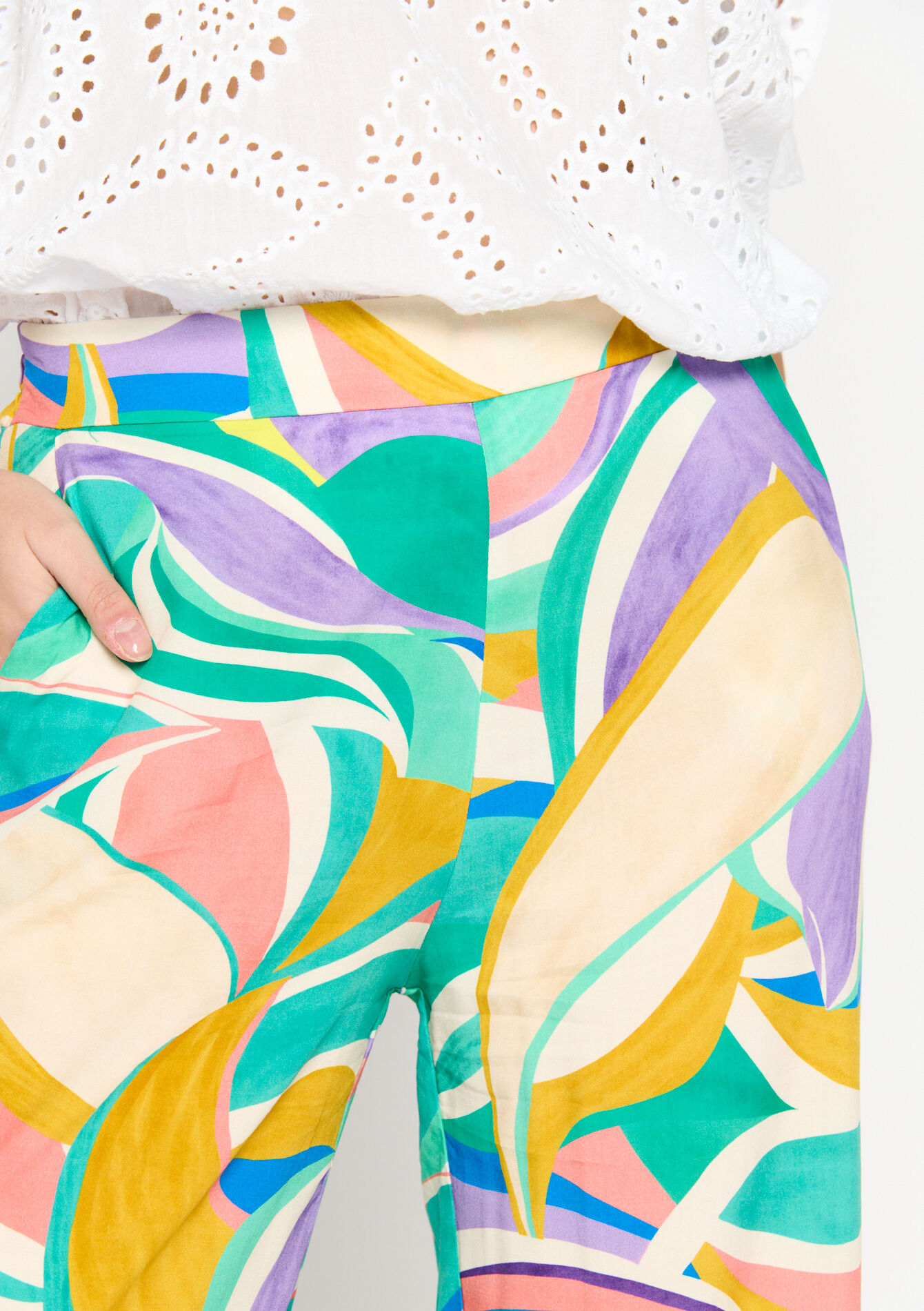 Broek met grafische print - MINT GREEN - 1079794