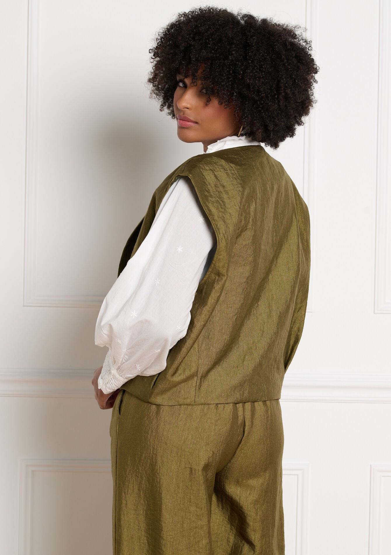 Mouwloos soepel gilet - GREEN MOSS - 09001528_4504