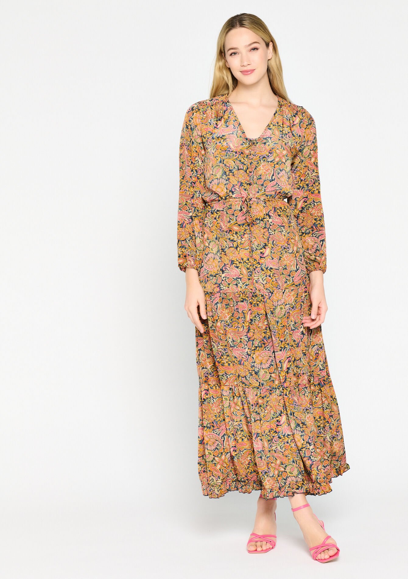 Maxi-jurk met print - KHAKI FADED - 08601829_4326
