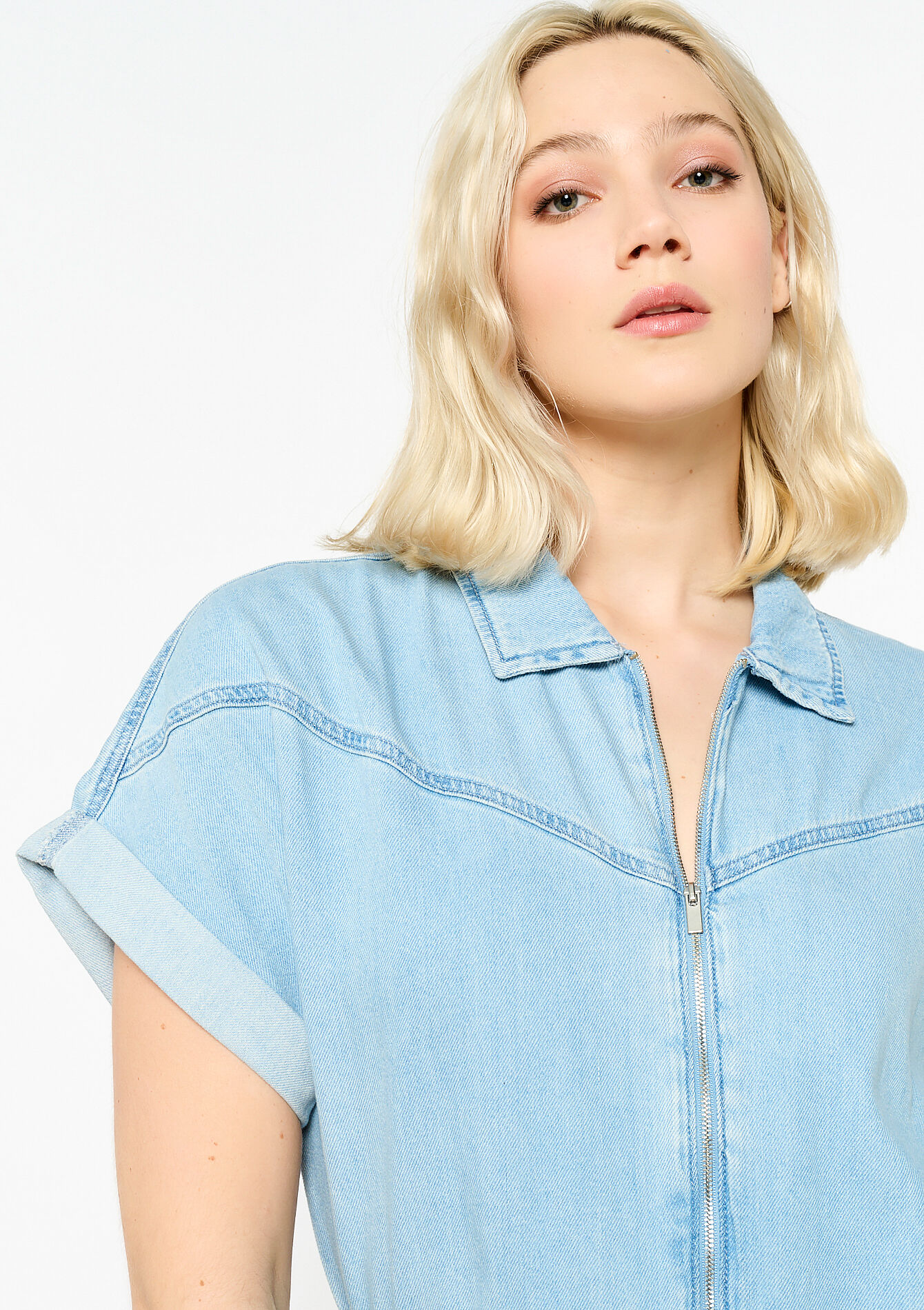 Denim jumpsuit - BLUE BLEACHED - 22000511_0502