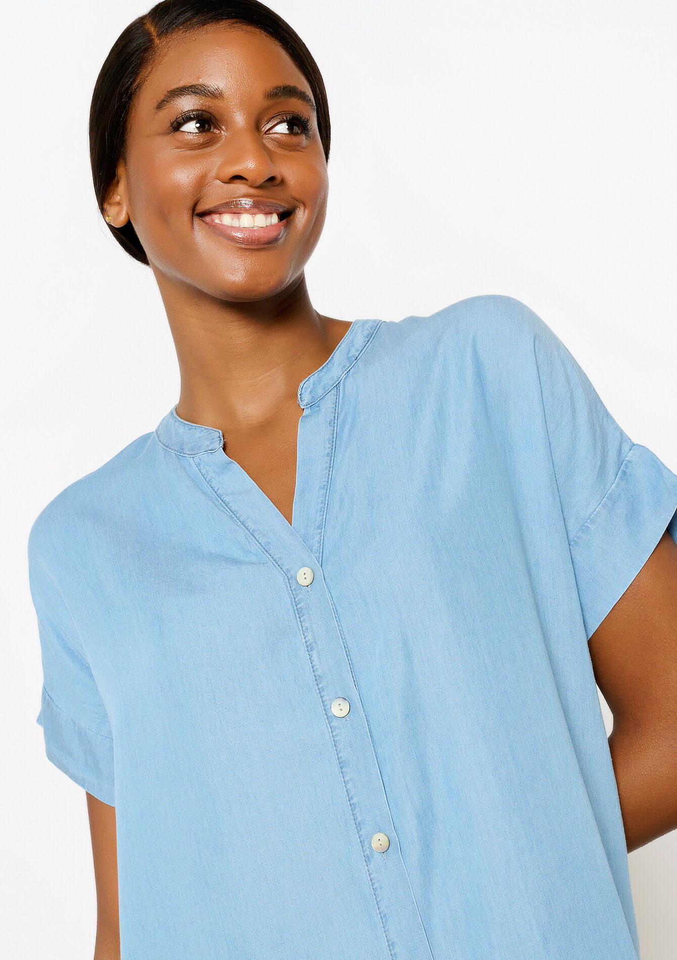 Boxy T-shirtjurk in tencel, Boxy T-shirtjurk in tencel - BLUE BLEACHED - 08103686_0502