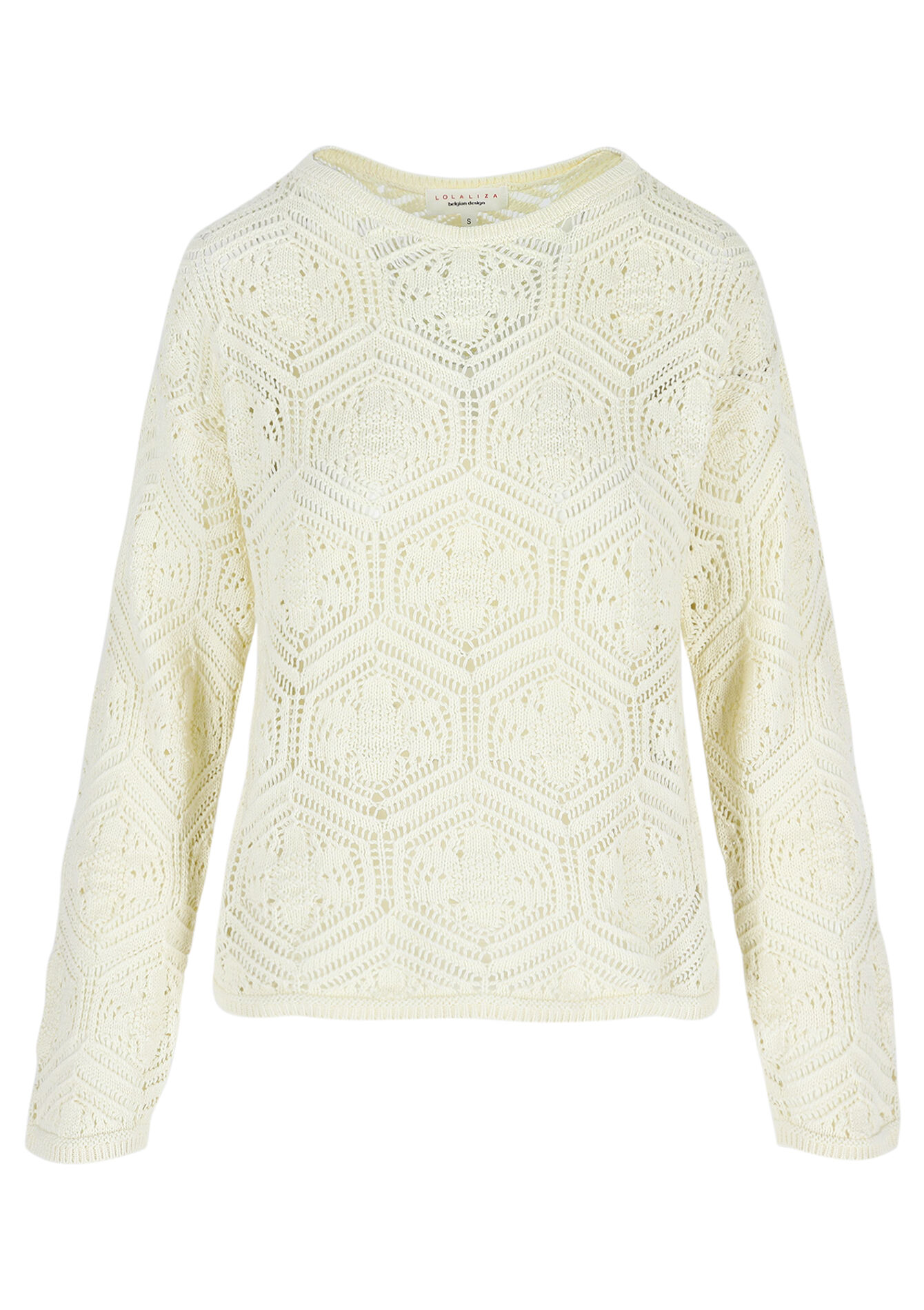 Crochet trui met boothals, Crochet trui met boothals - VANILLA WHITE - 04006655_1013