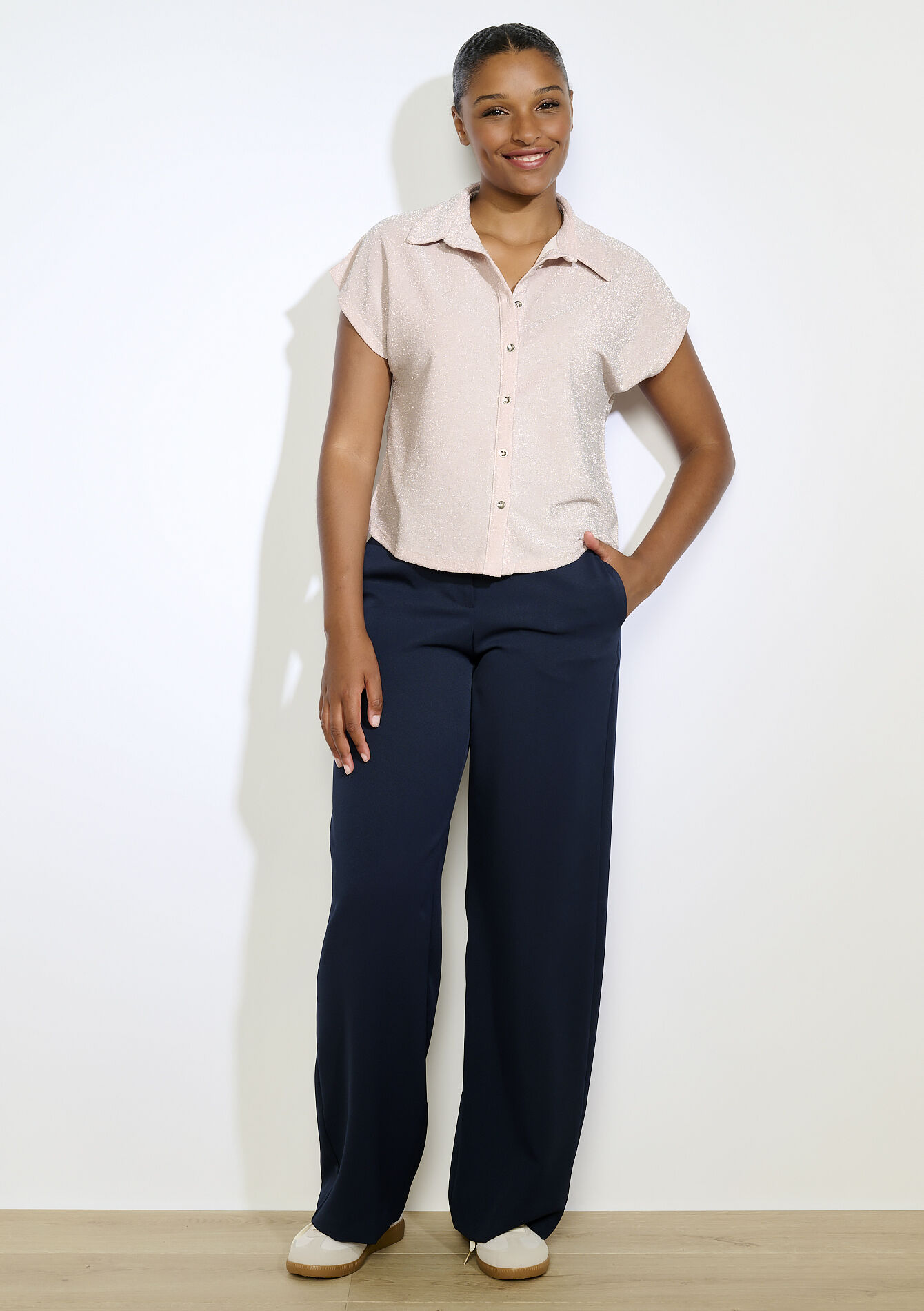 Glanzende soepele blouse, Glanzende soepele blouse - NUDE PINK - 02301902_1301