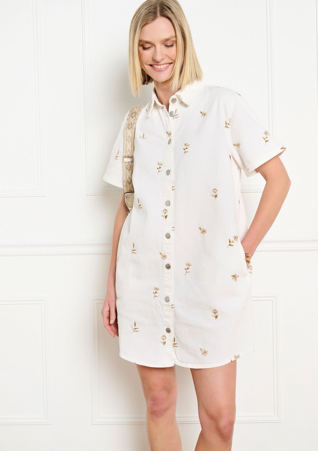 Geborduurde shirtjurk - OFFWHITE - 08104302_1001