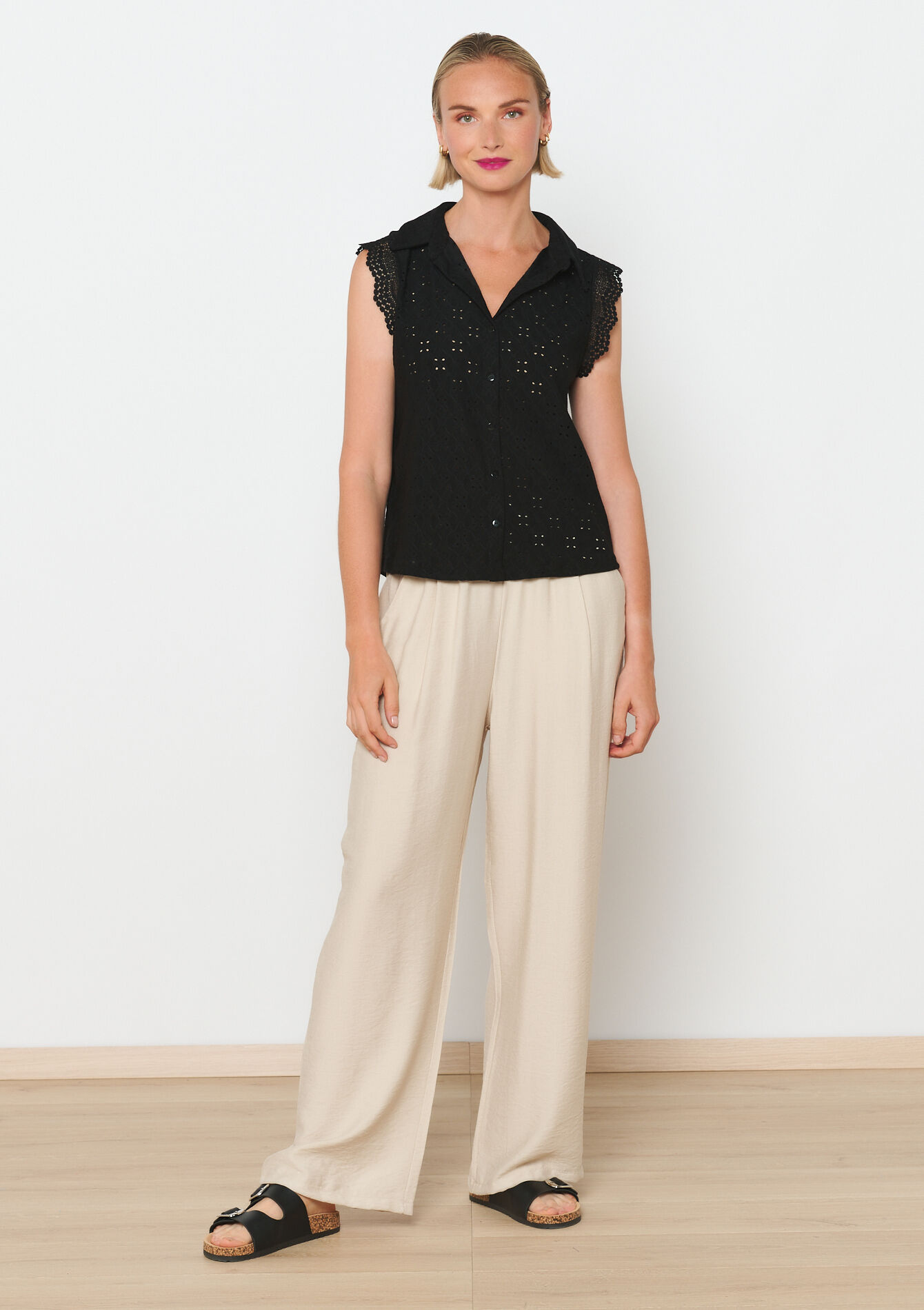 Kanten top, Kanten top - BLACK - 02200435_1119