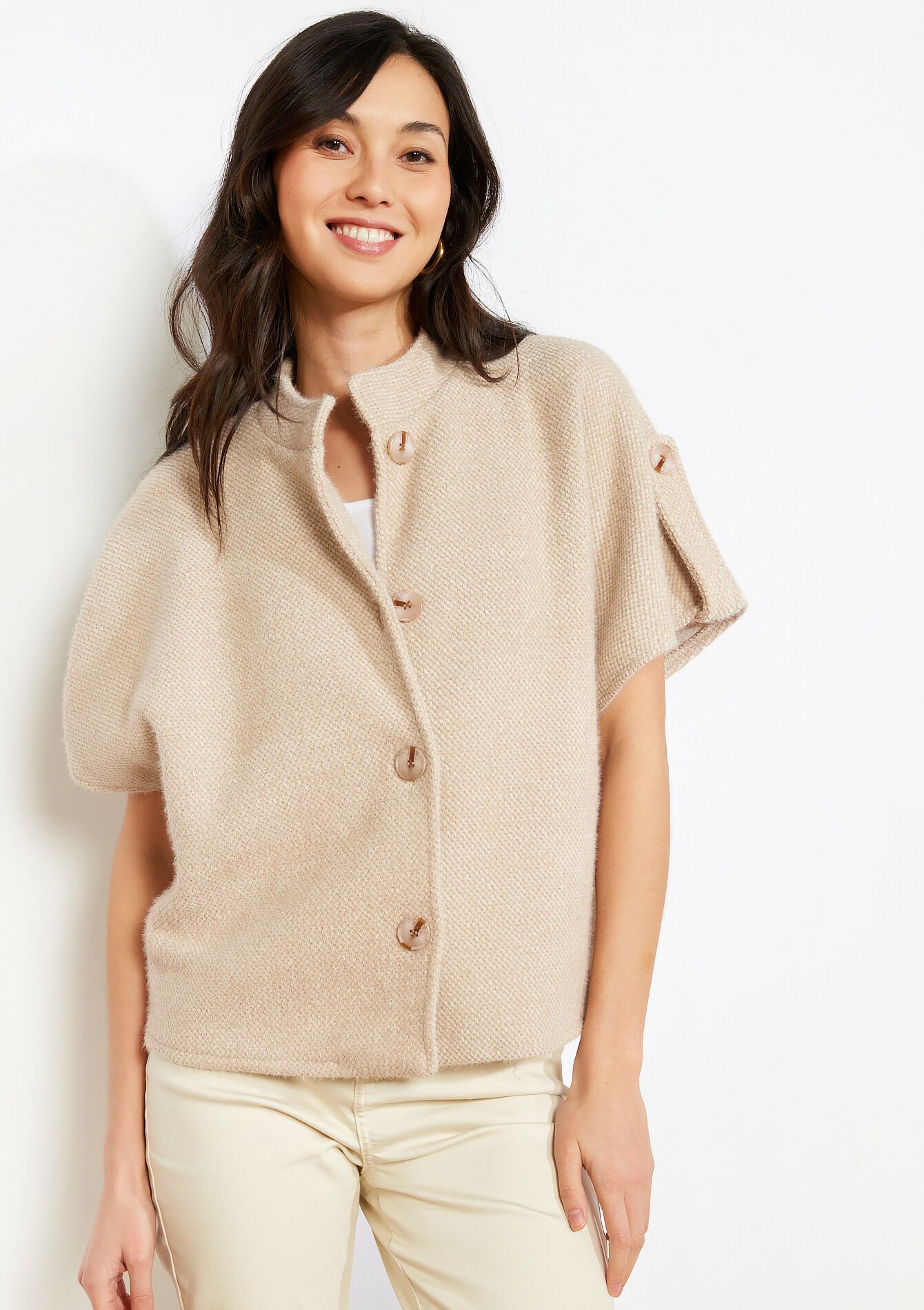 Zachte jas met korte mouw, , back