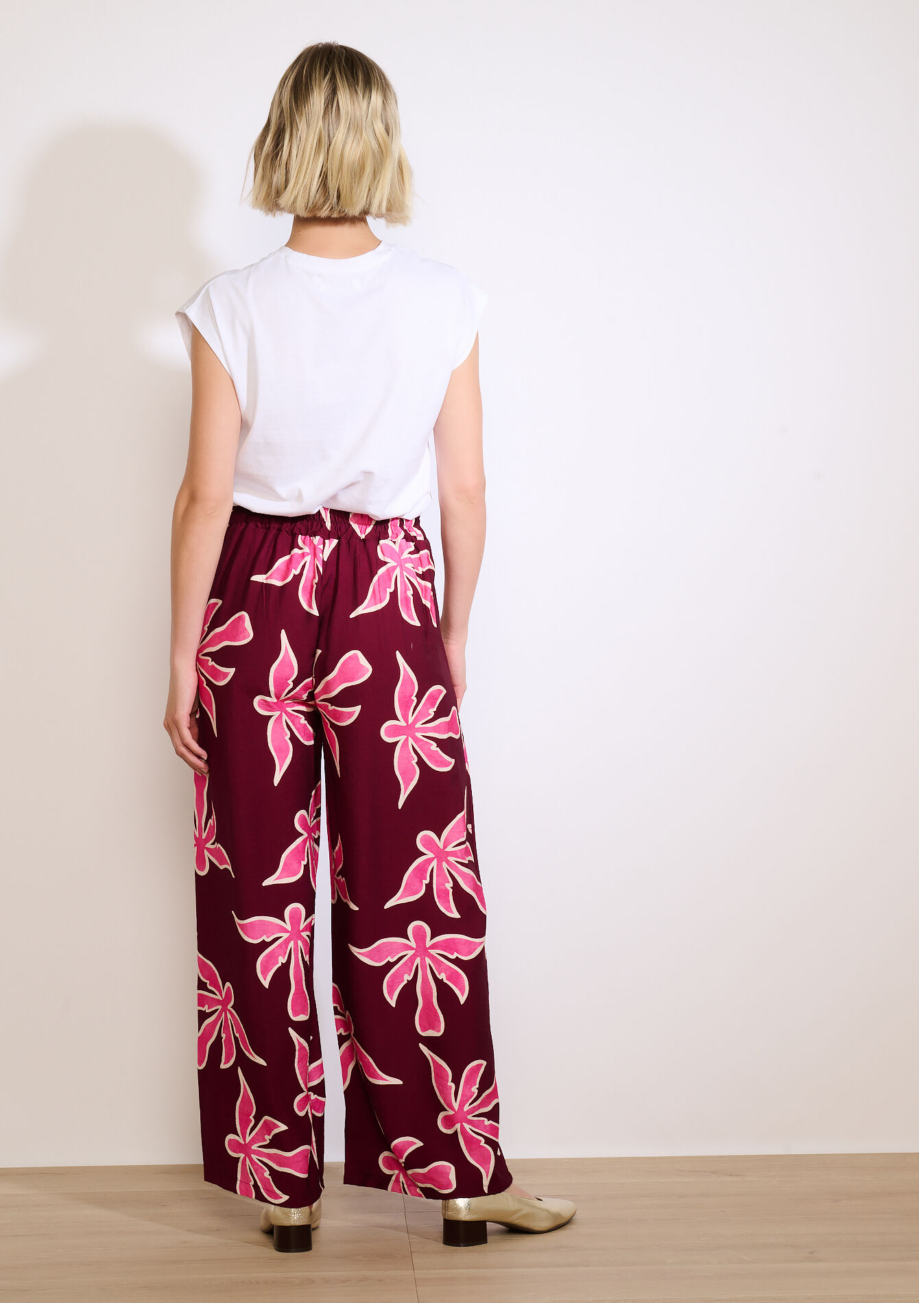 Pantalon large imprimé - AUBERGINE - 06601051_1537