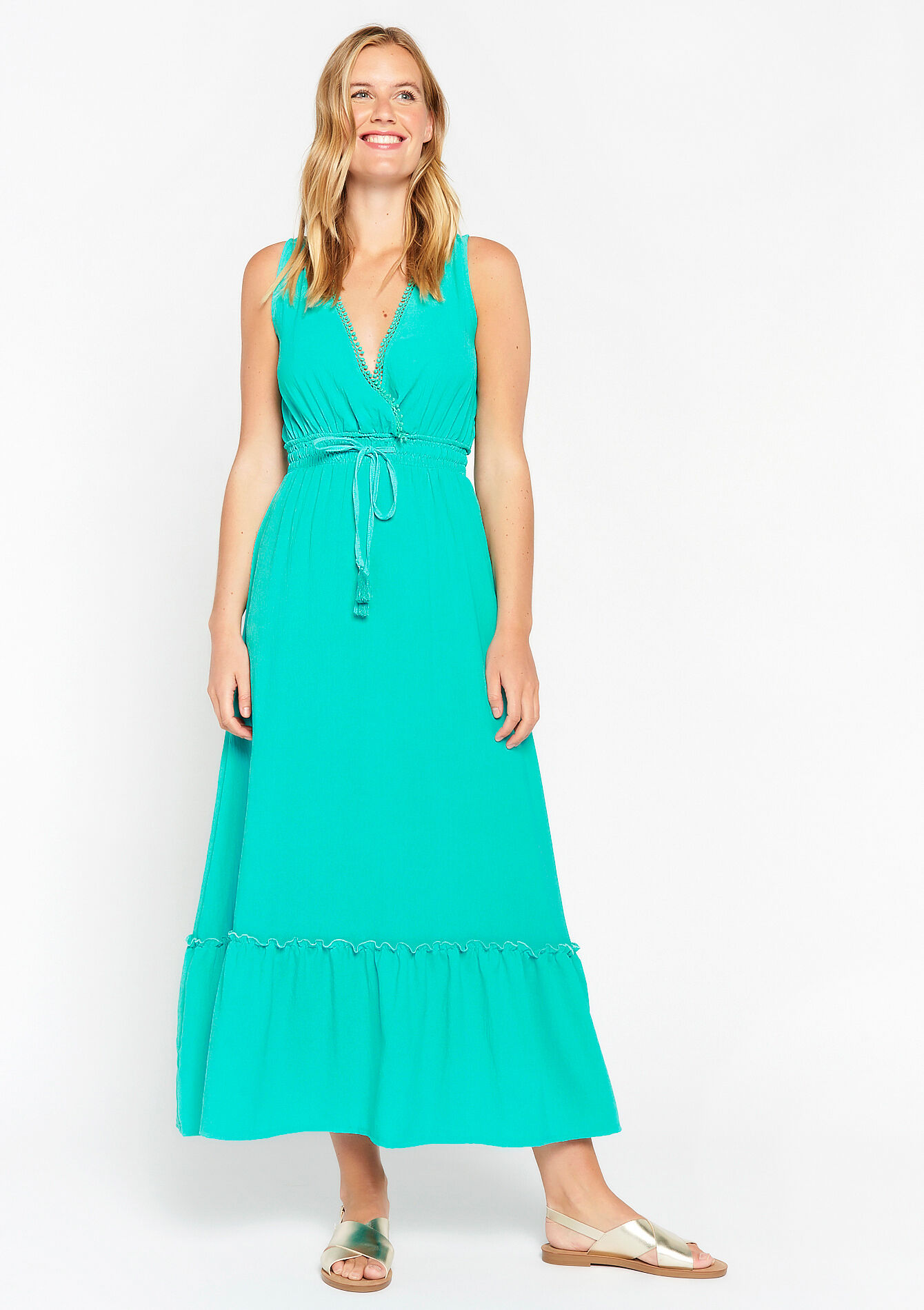 Gekreukte maxi-jurk, Gekreukte maxi-jurk - GREEN LAGOON - 08602052_5252