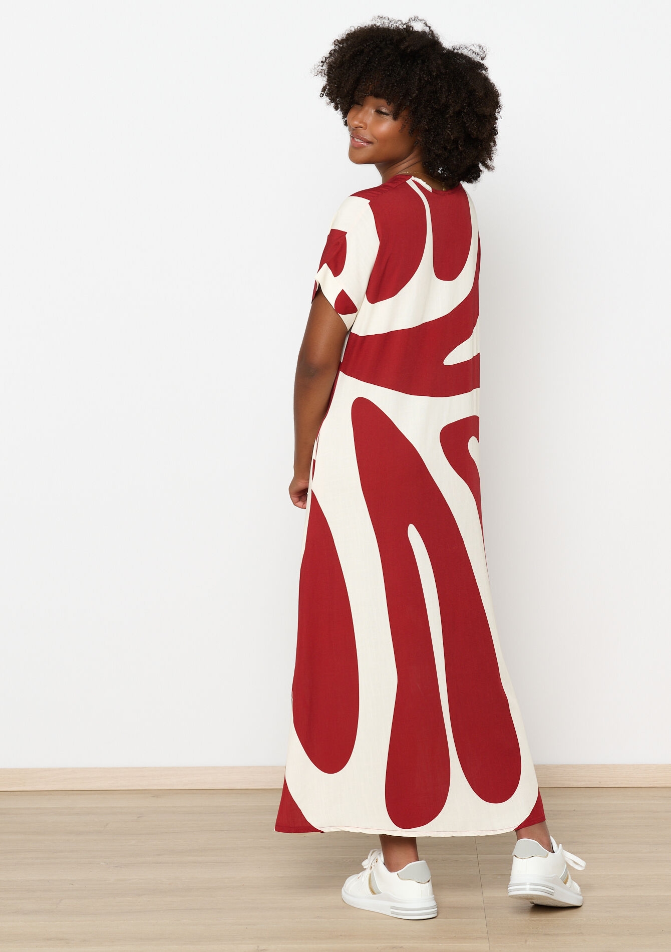 Robe caftan longue à imprimé graphique - TERRACOTTA - 08103829_5303