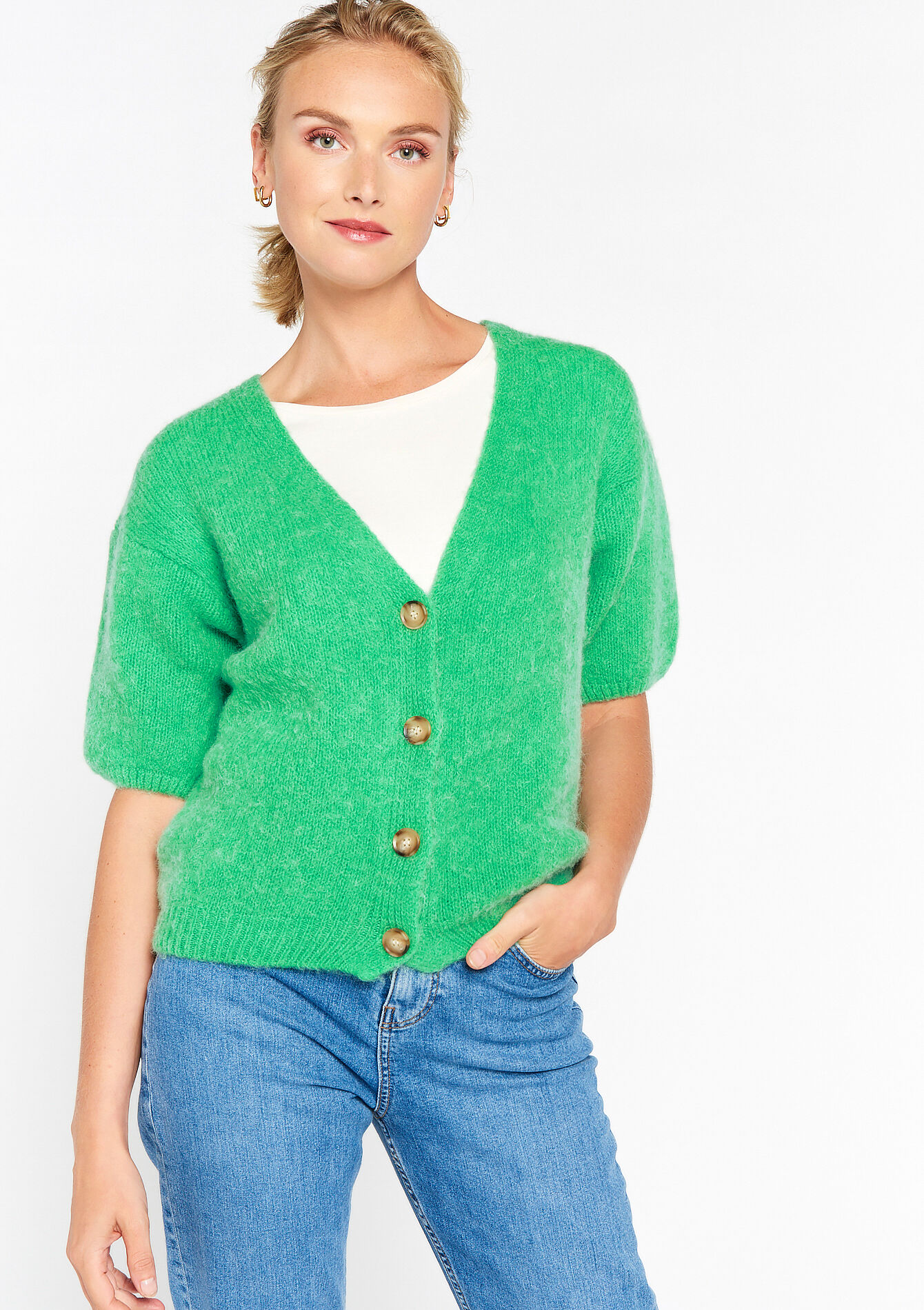 Cardigan à manches courtes - GREEN APPLE - 04101072_1783