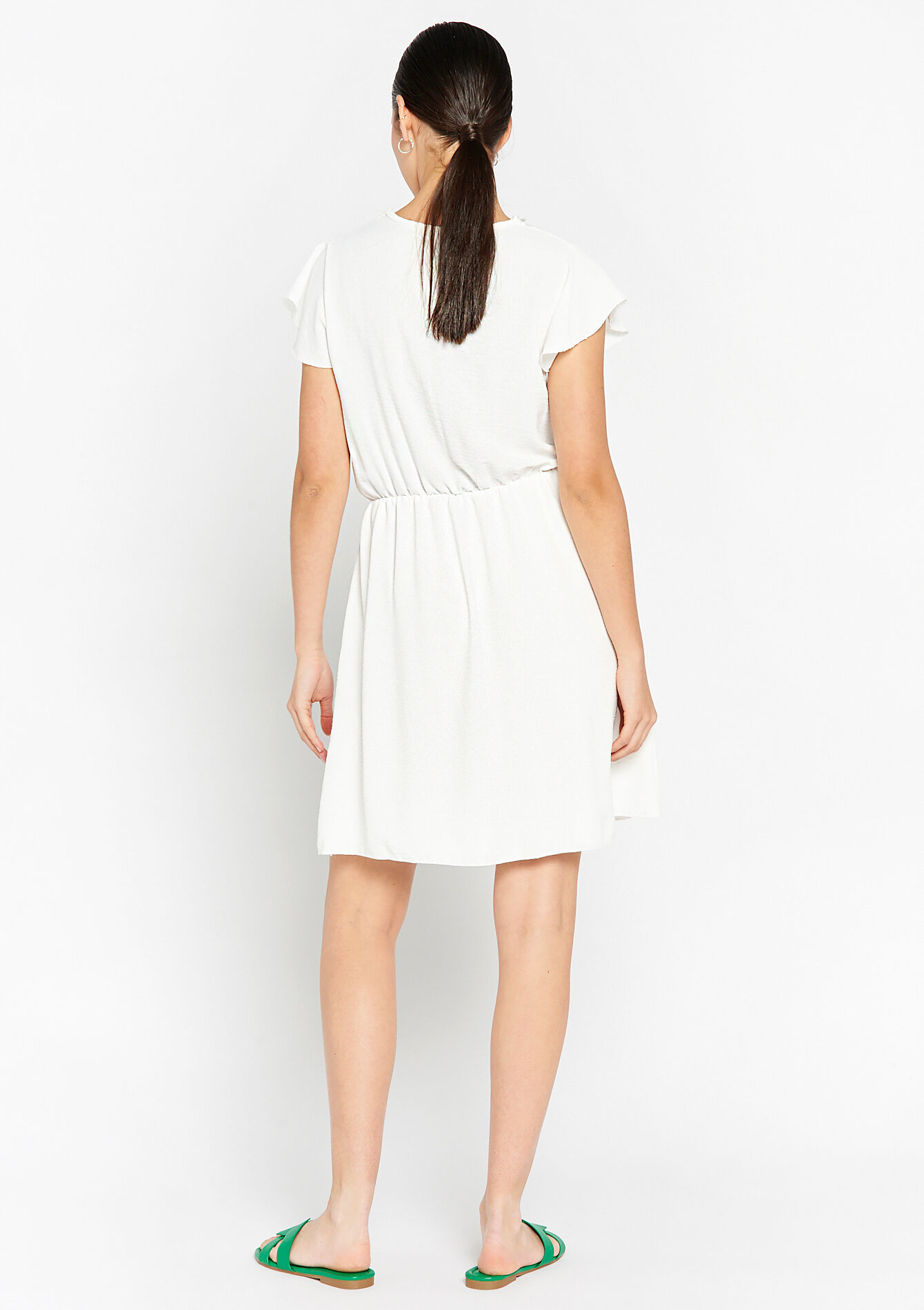 Dress with butterfly sleeves, Dress with butterfly sleeves - ECRU WHITE - 08103264_2506