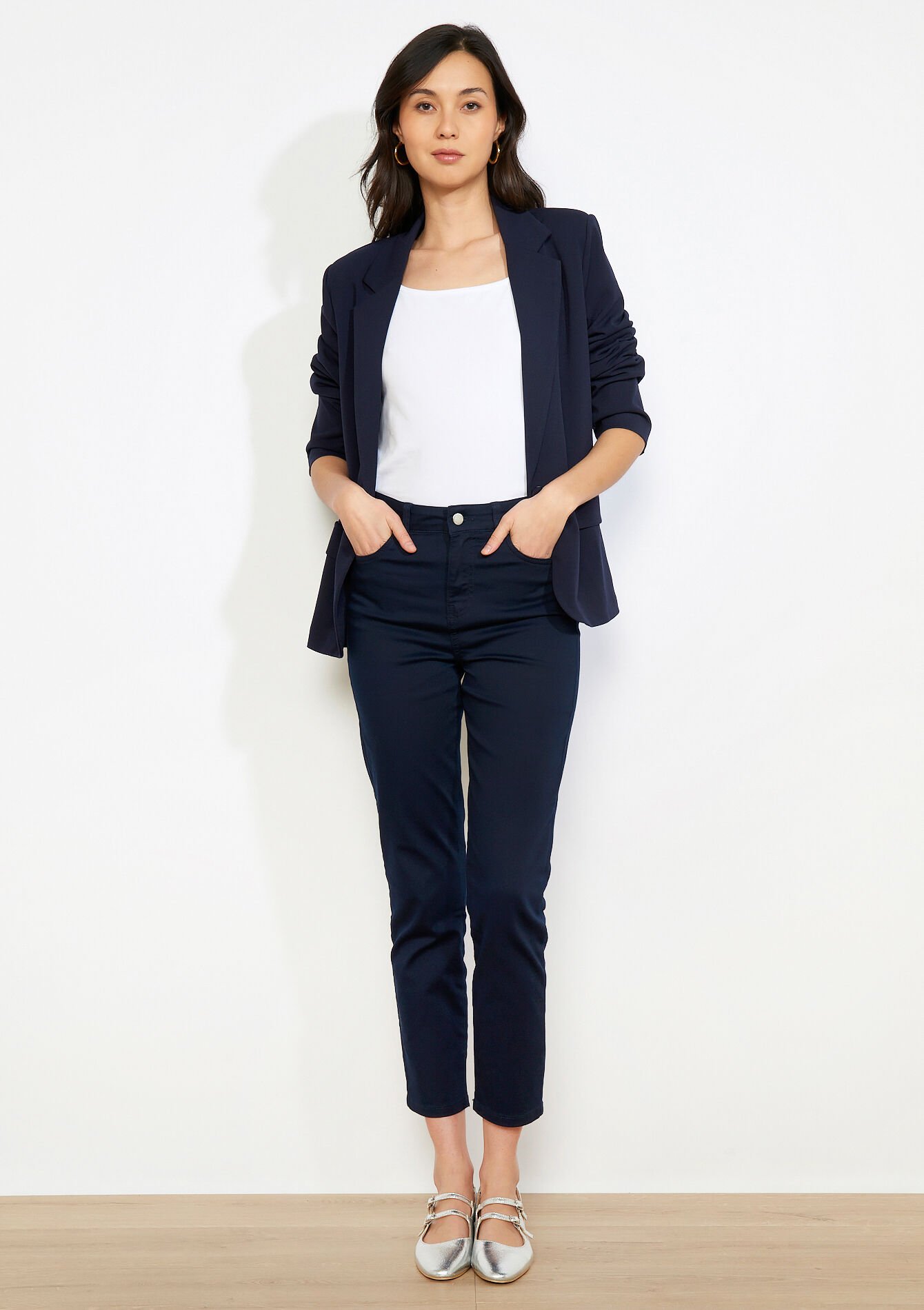 Slim enkellange broek - NAVY BASIC - 06004656_2723