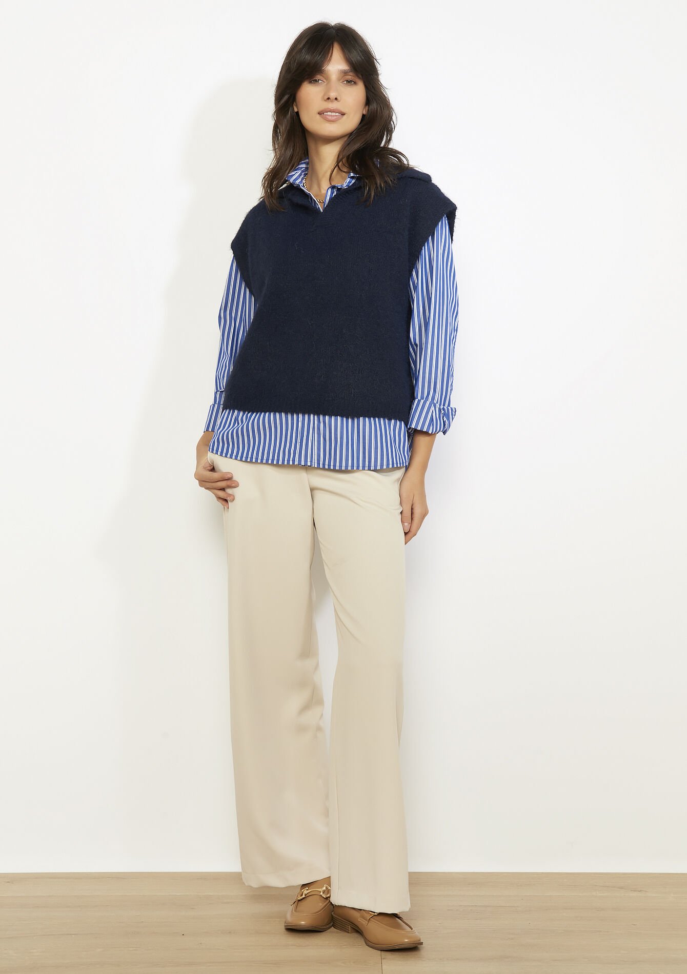 Débardeur col polo sans manches, Débardeur col polo sans manches - DARK BLUE MEL - 04007099_1645