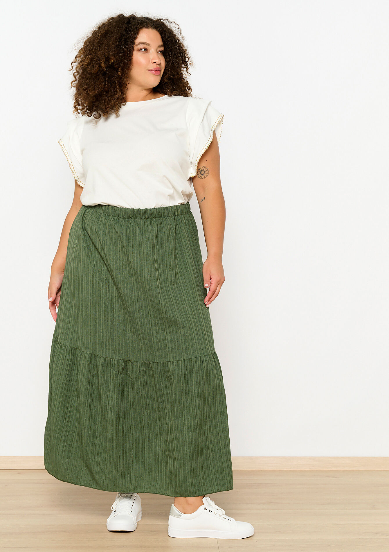 Maxi skirt with ruffles, Maxi skirt with ruffles - KHAKI FADED - 07101255_4326
