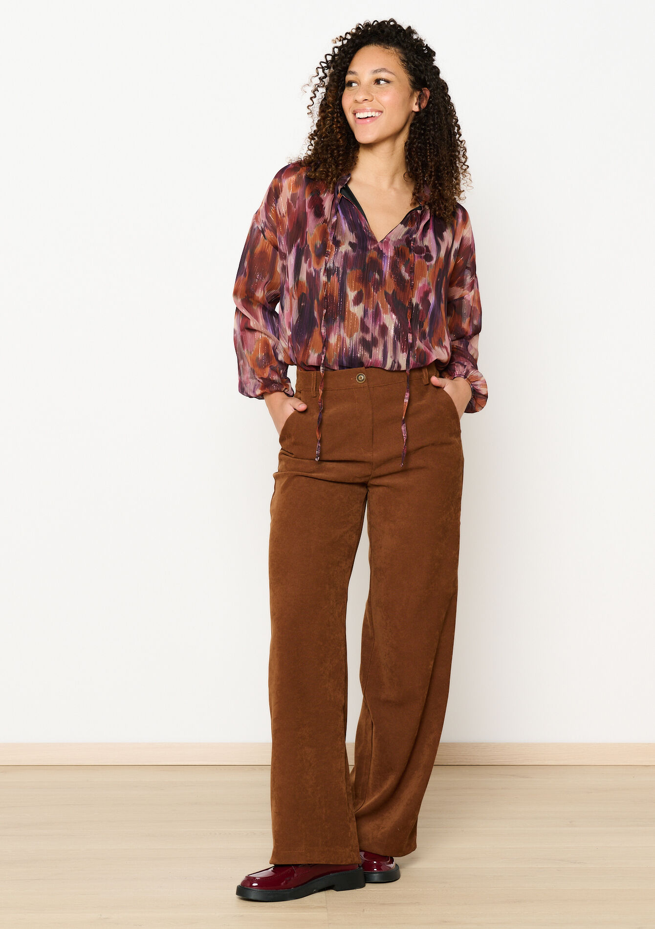 Wijde broek met zakken, Wijde broek met zakken - BROWN DARK CHOCOLATE - 06100687_3720