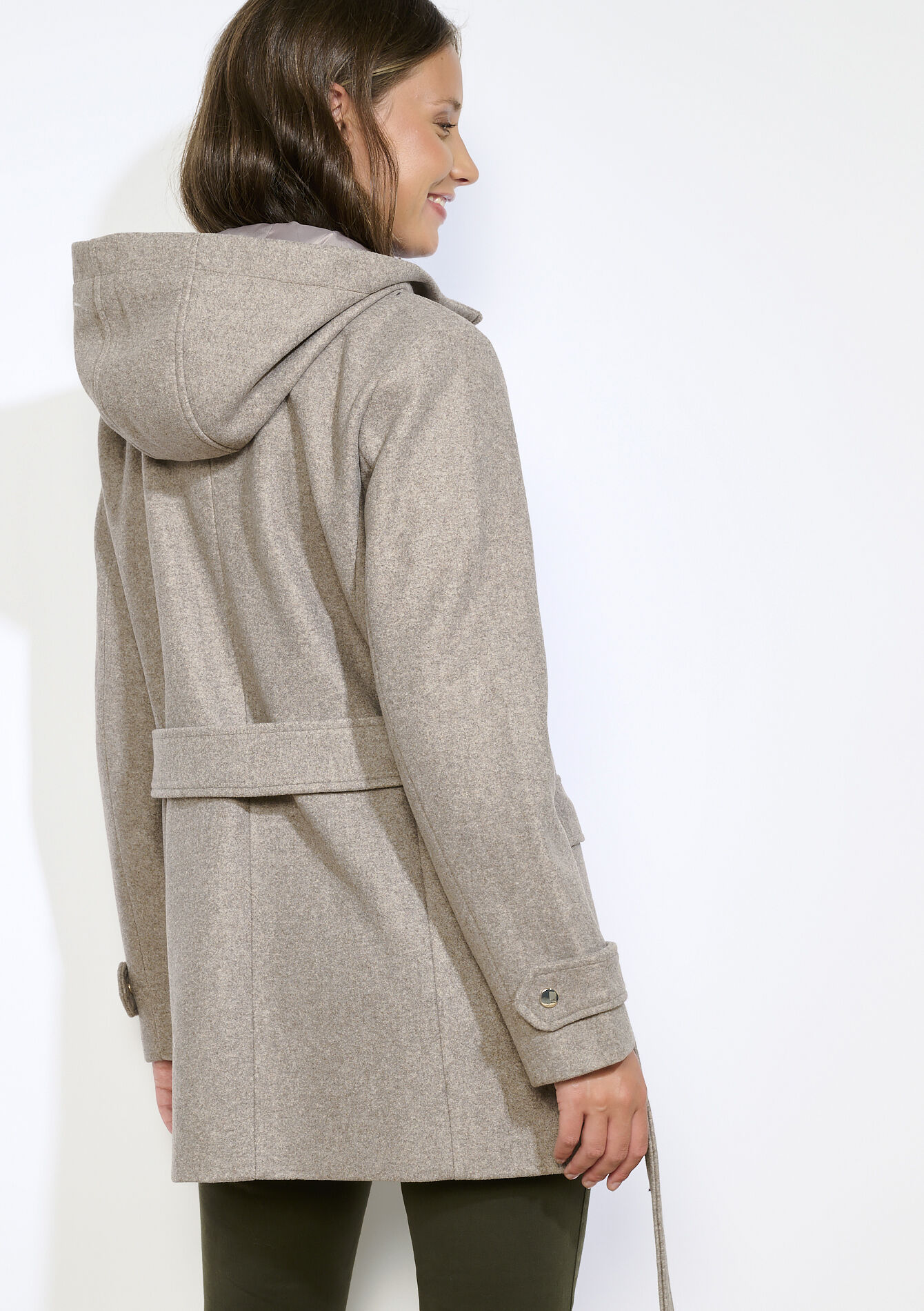 Wollen mantel met ceintuur, Wollen mantel met ceintuur - TAUPE - 23000746_1021