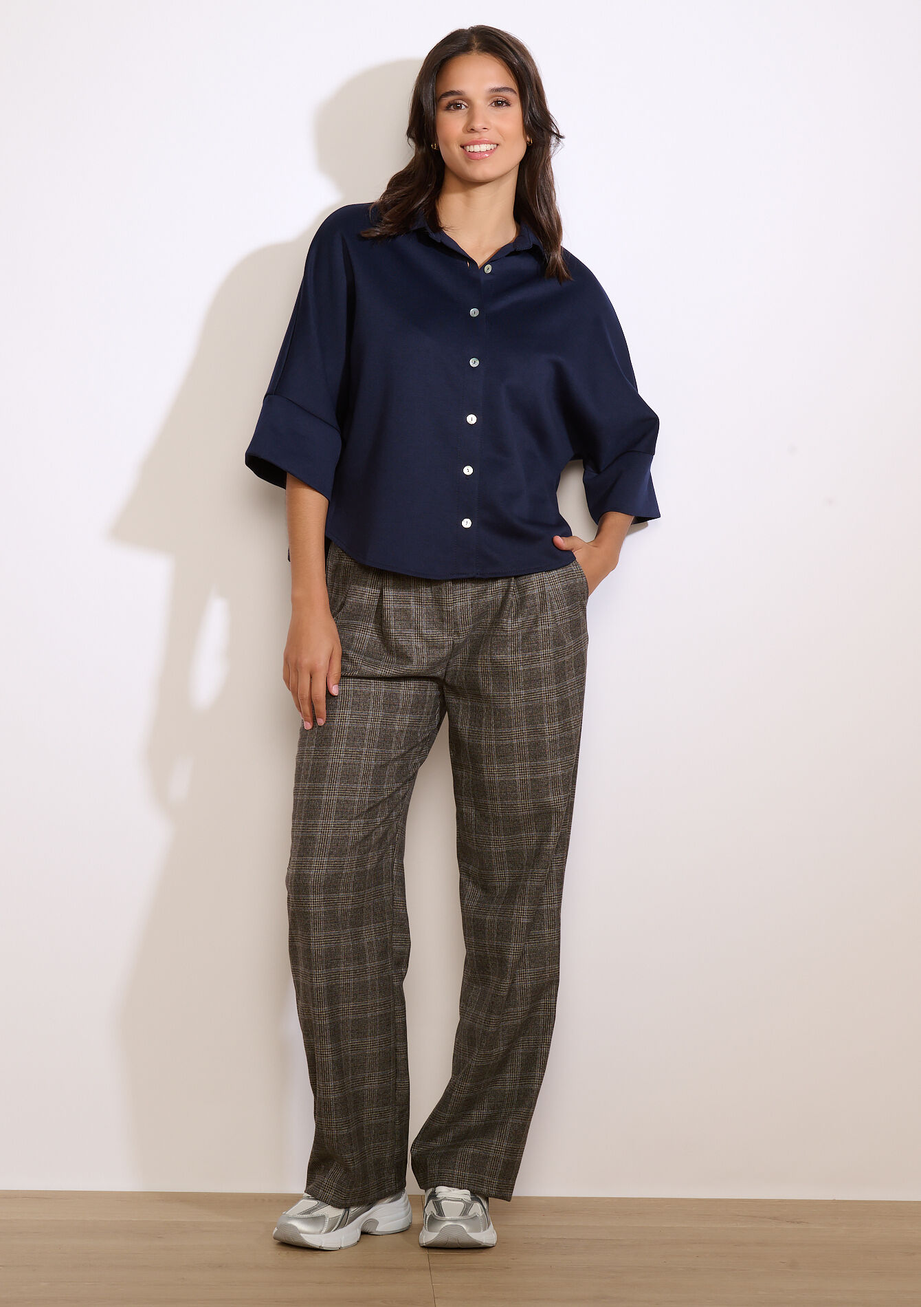 Losvallende polo met knopen, Losvallende polo met knopen - NAVY BASIC - 02301968_2723