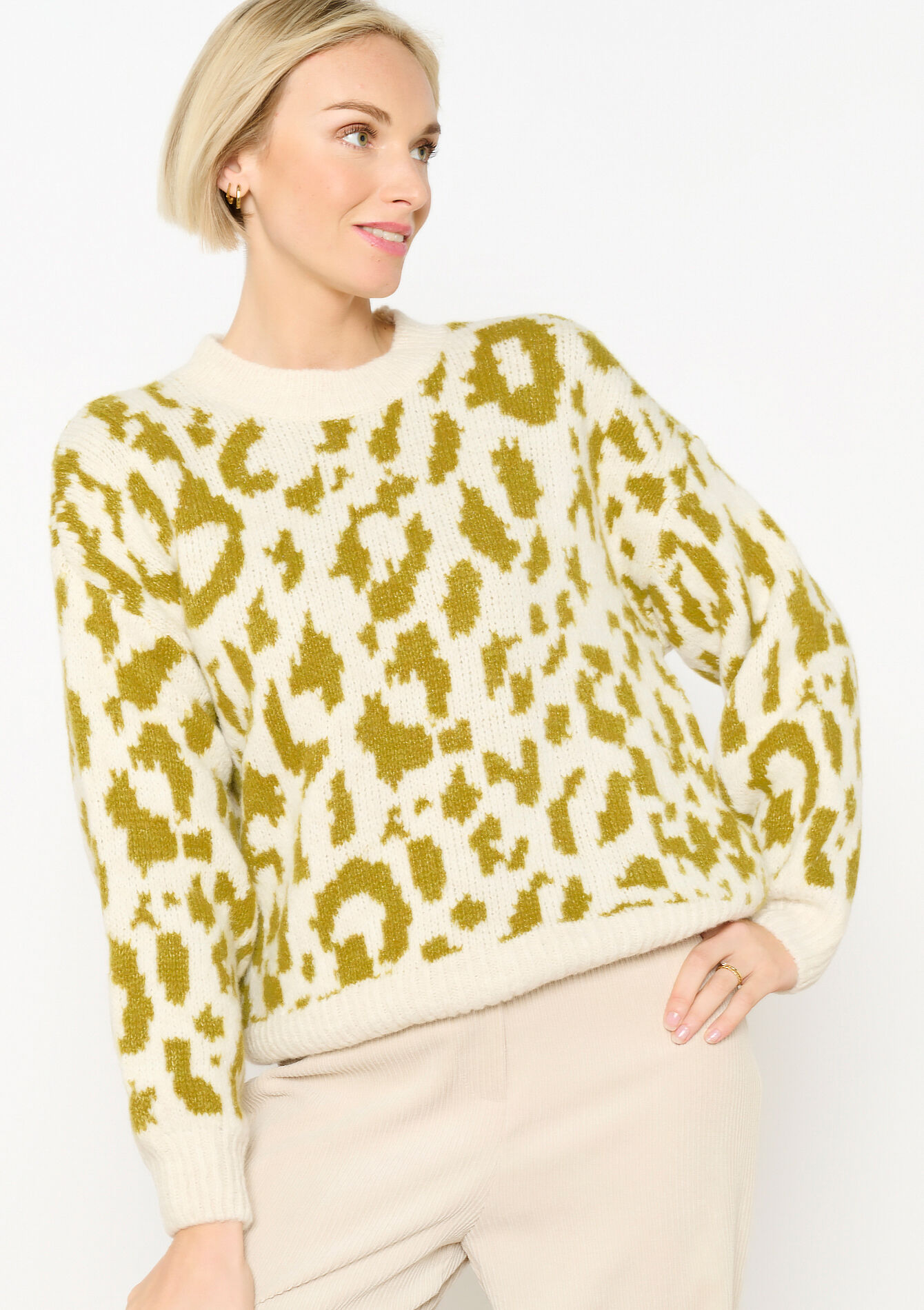 Trui met luipaardprint, Trui met luipaardprint - VANILLA WHITE - 1120488