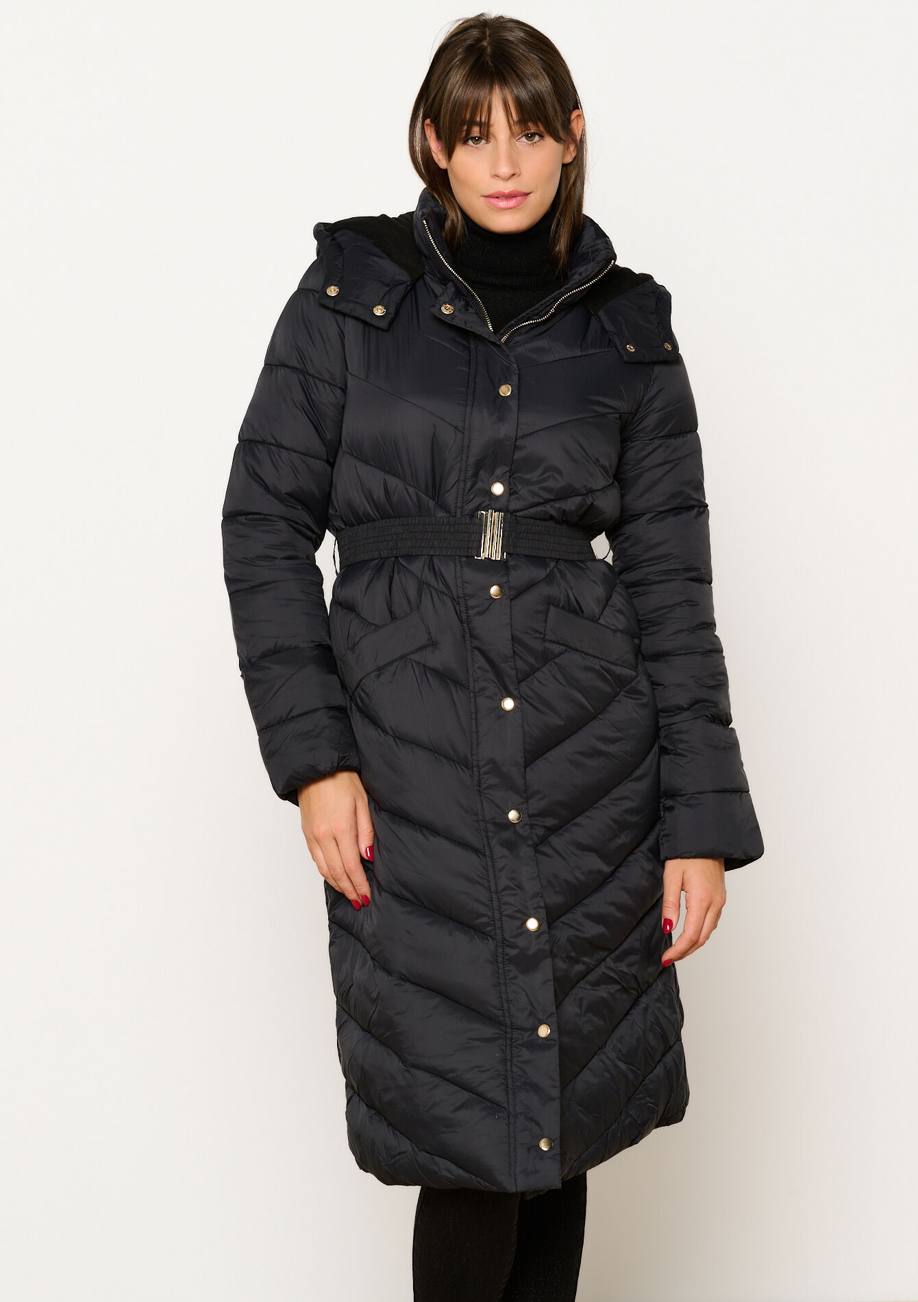 Lange gewatteerde jas, Lange gewatteerde jas - BLACK - 23000687_1119