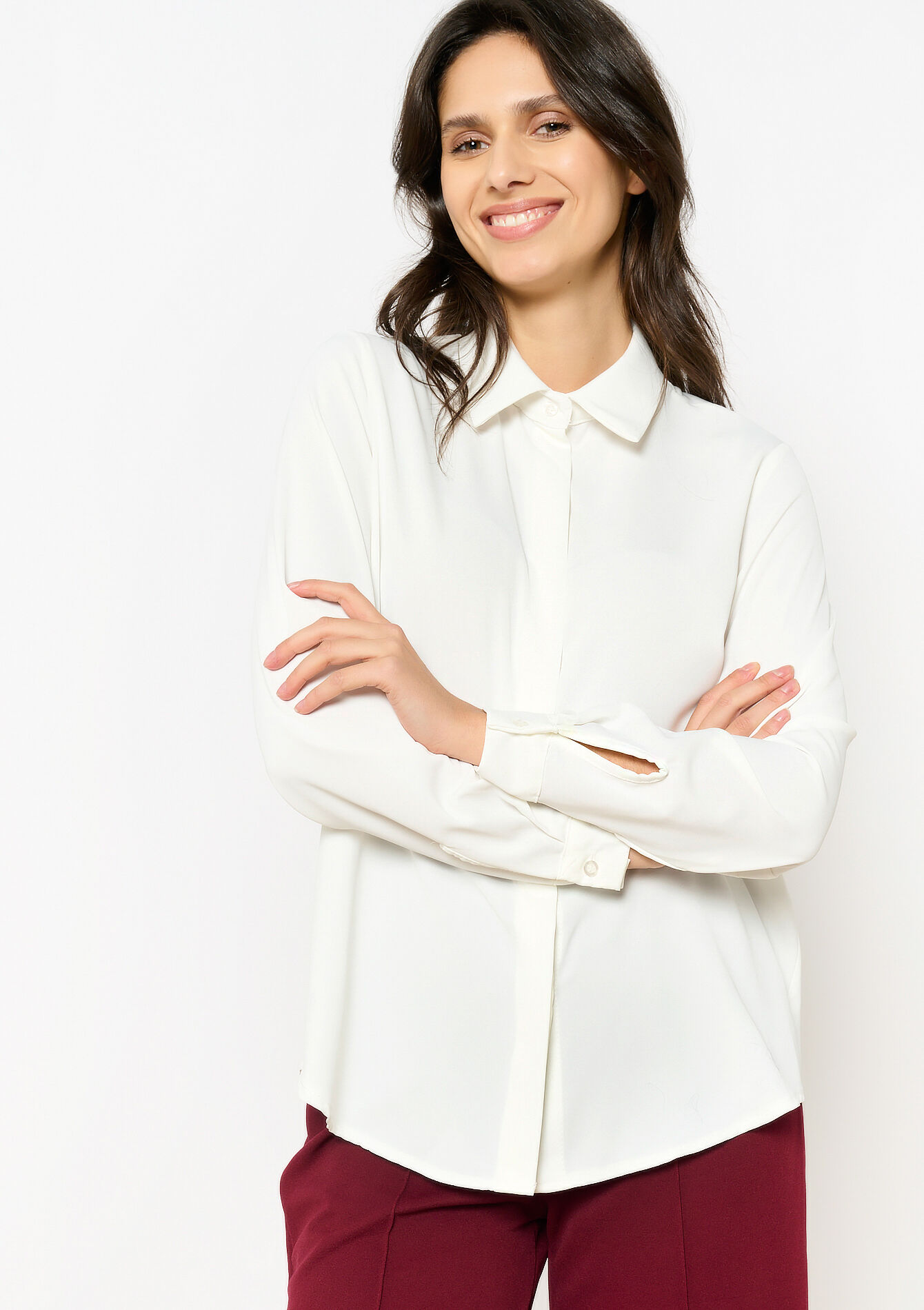 Chemise avec patte de boutonnage cachée, Chemise avec patte de boutonnage cachée - OPTICAL WHITE - 05702735_1019