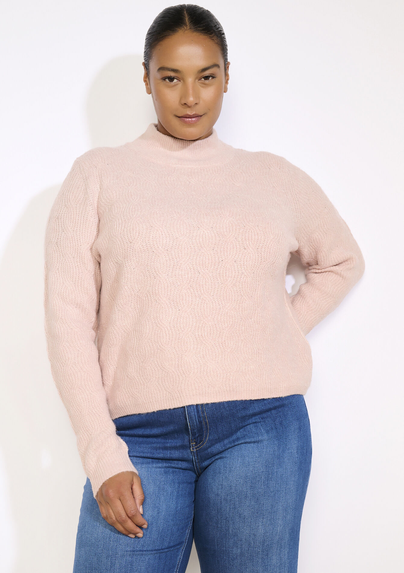 Zachte gebreide trui, Zachte gebreide trui - NUDE PINK - 04006938_1301