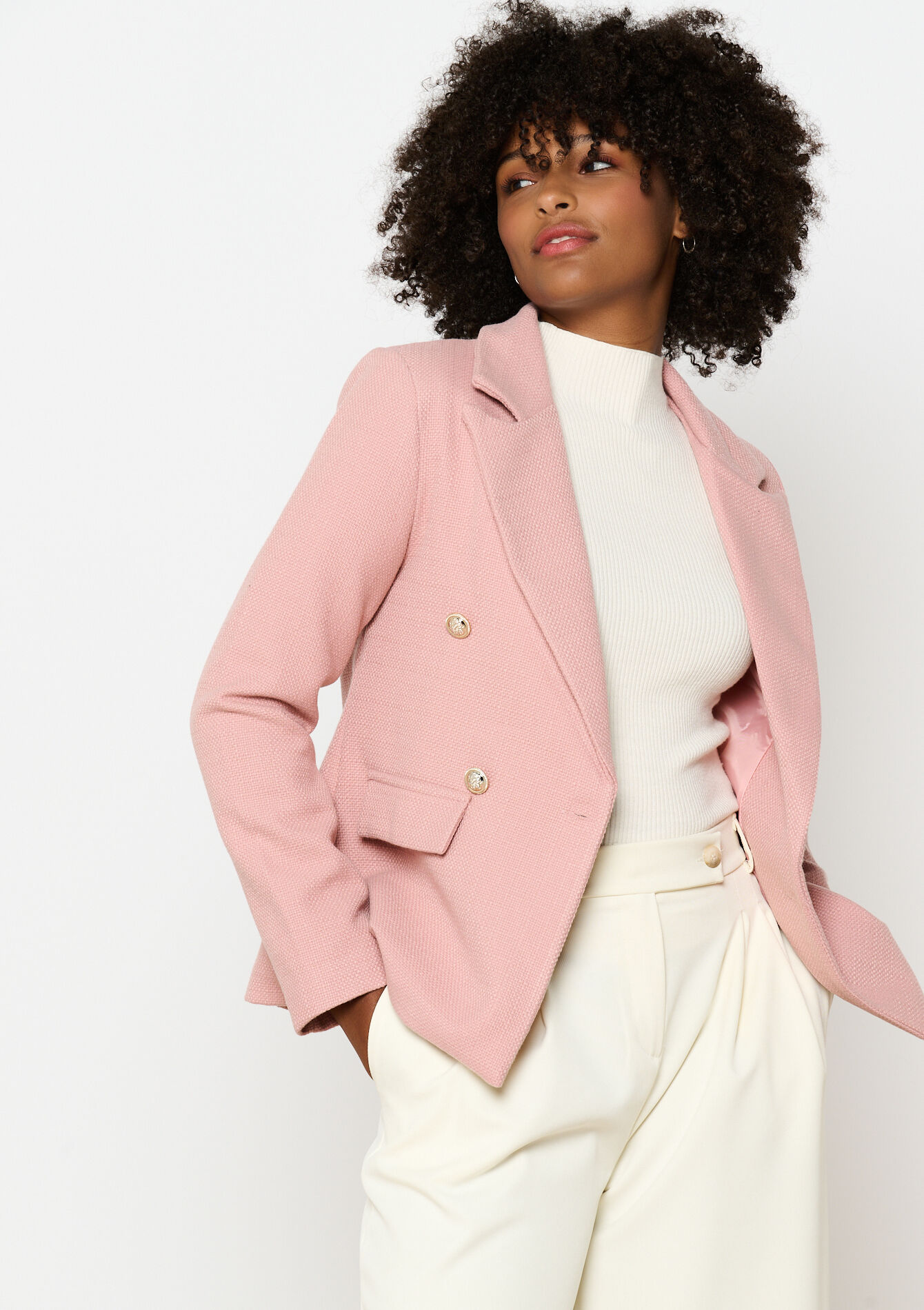 Tweed blazer - NUDE PINK - 09100980_1301
