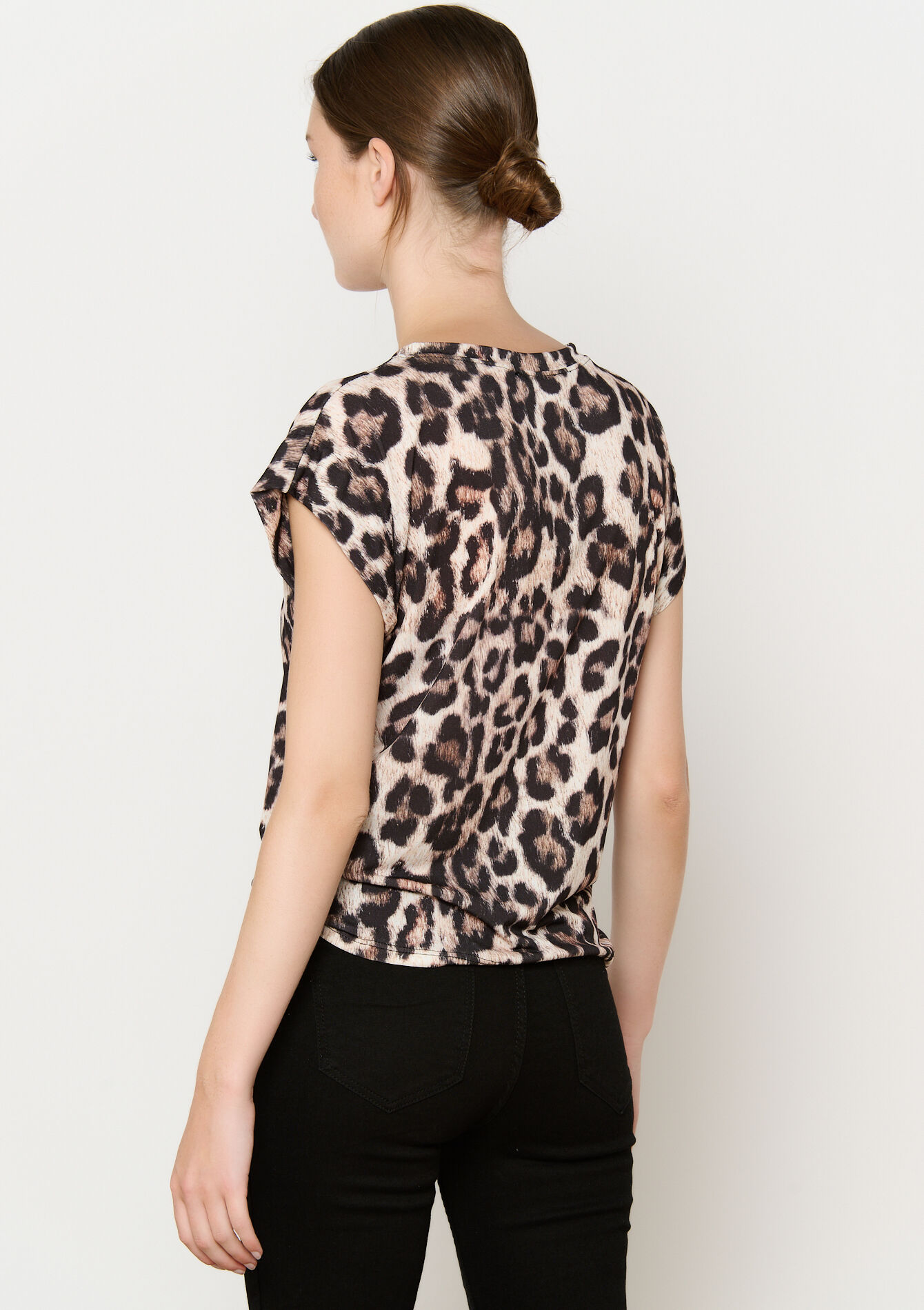 T-shirt met luipaardprint - CAMEL - 02301667_950