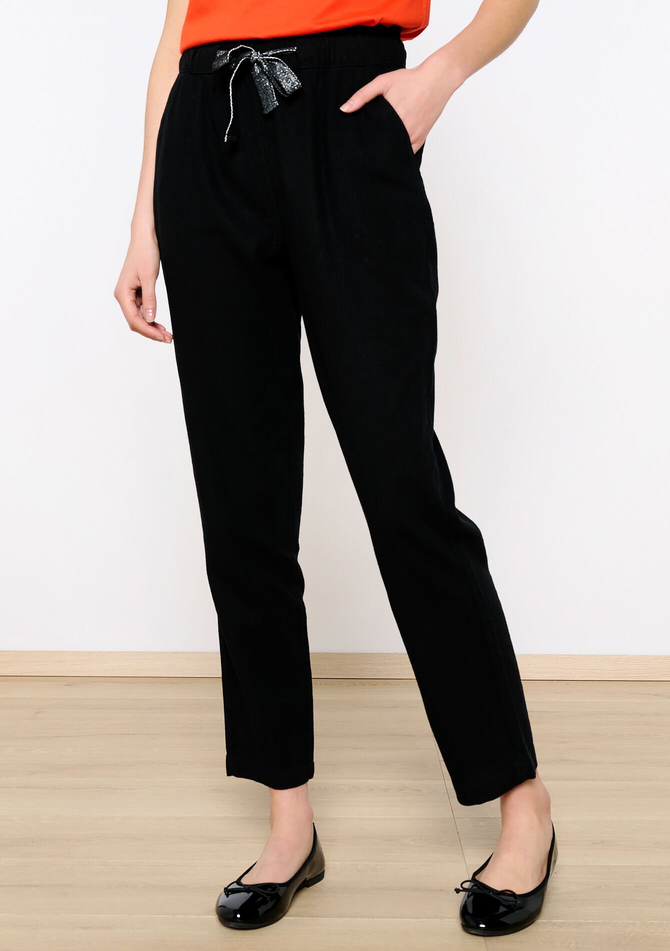 Linen jogger trousers, Linen jogger trousers - BLACK - 06600801_1119