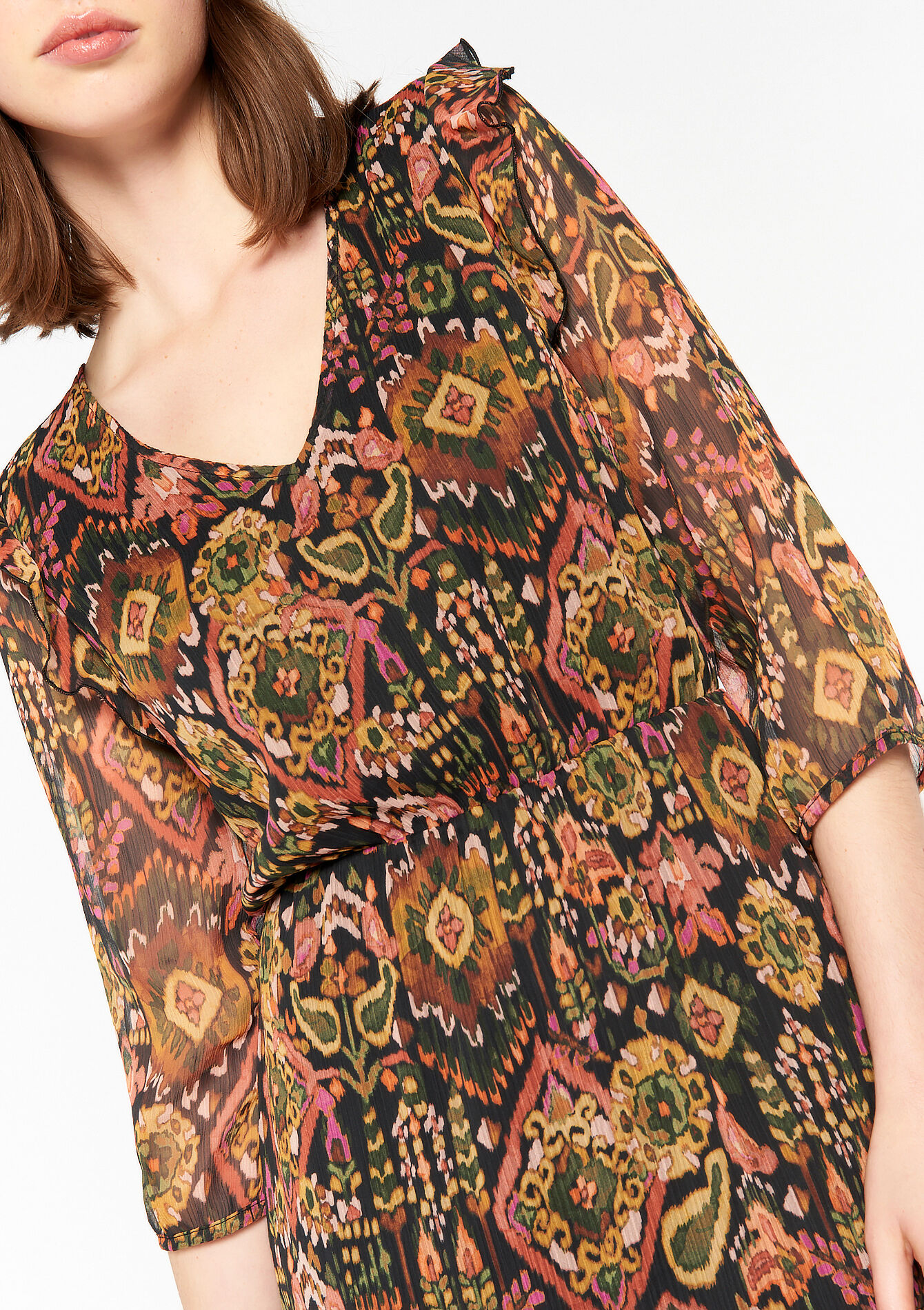 Dress with ethnic print, Dress with ethnic print - KHAKI FADED - 08103150_4326