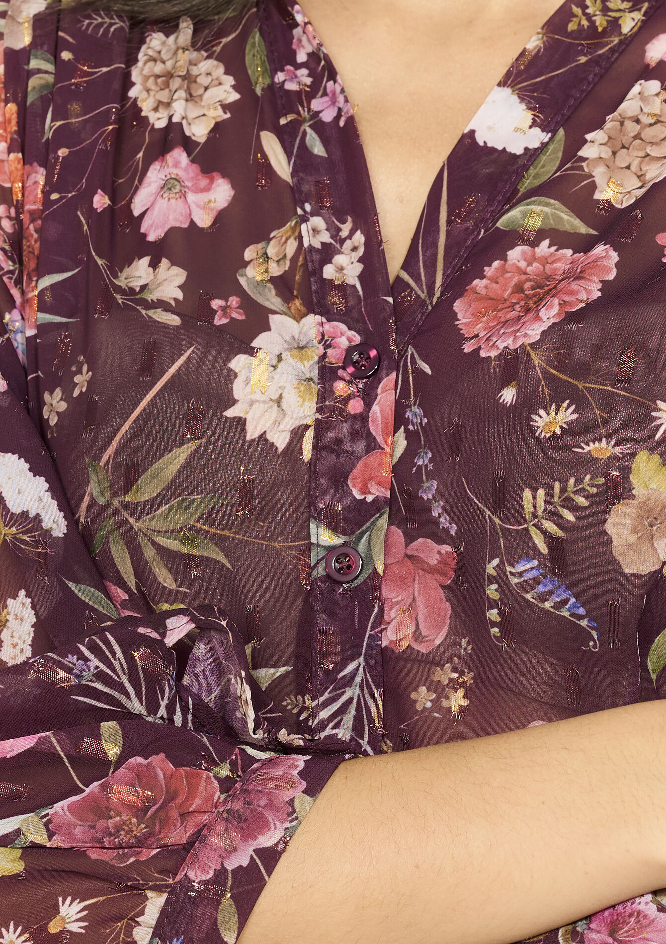 Blouse à fleurs vaporeuse, Blouse à fleurs vaporeuse - BORDEAUX WINE - 05702942_5514